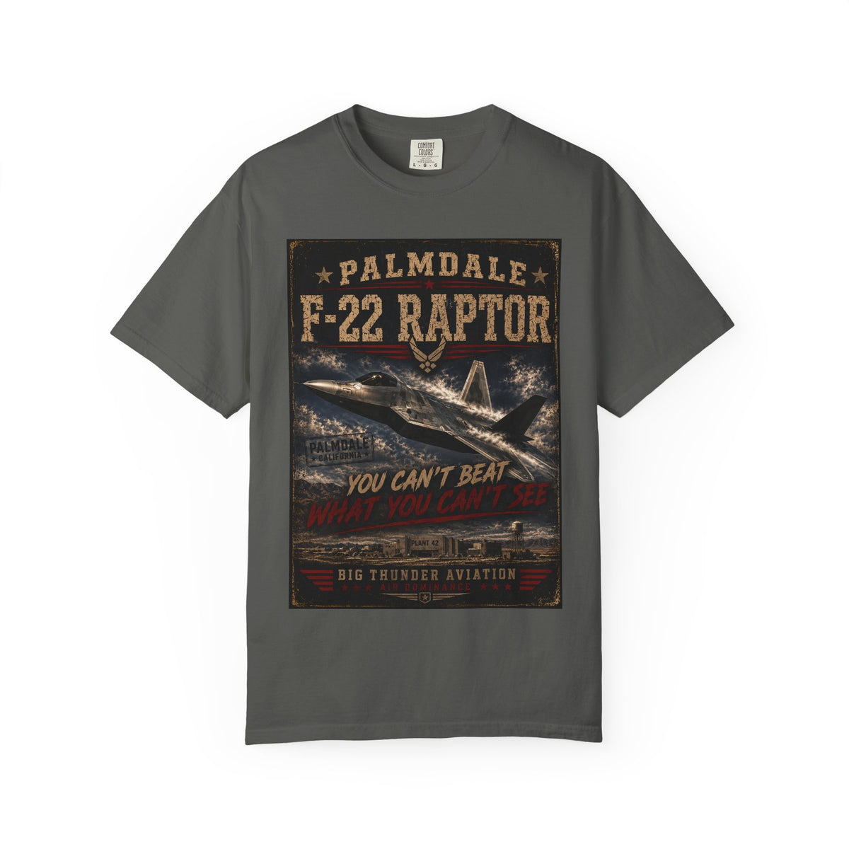 Palmdale F-22 Raptor Graphic T-Shirt | Military Jet Aviation Tee