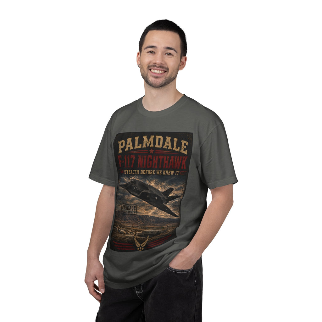 Palmdale F-117 Nighthawk Stealth Graphic T-Shirt | Military Aircraft Poster