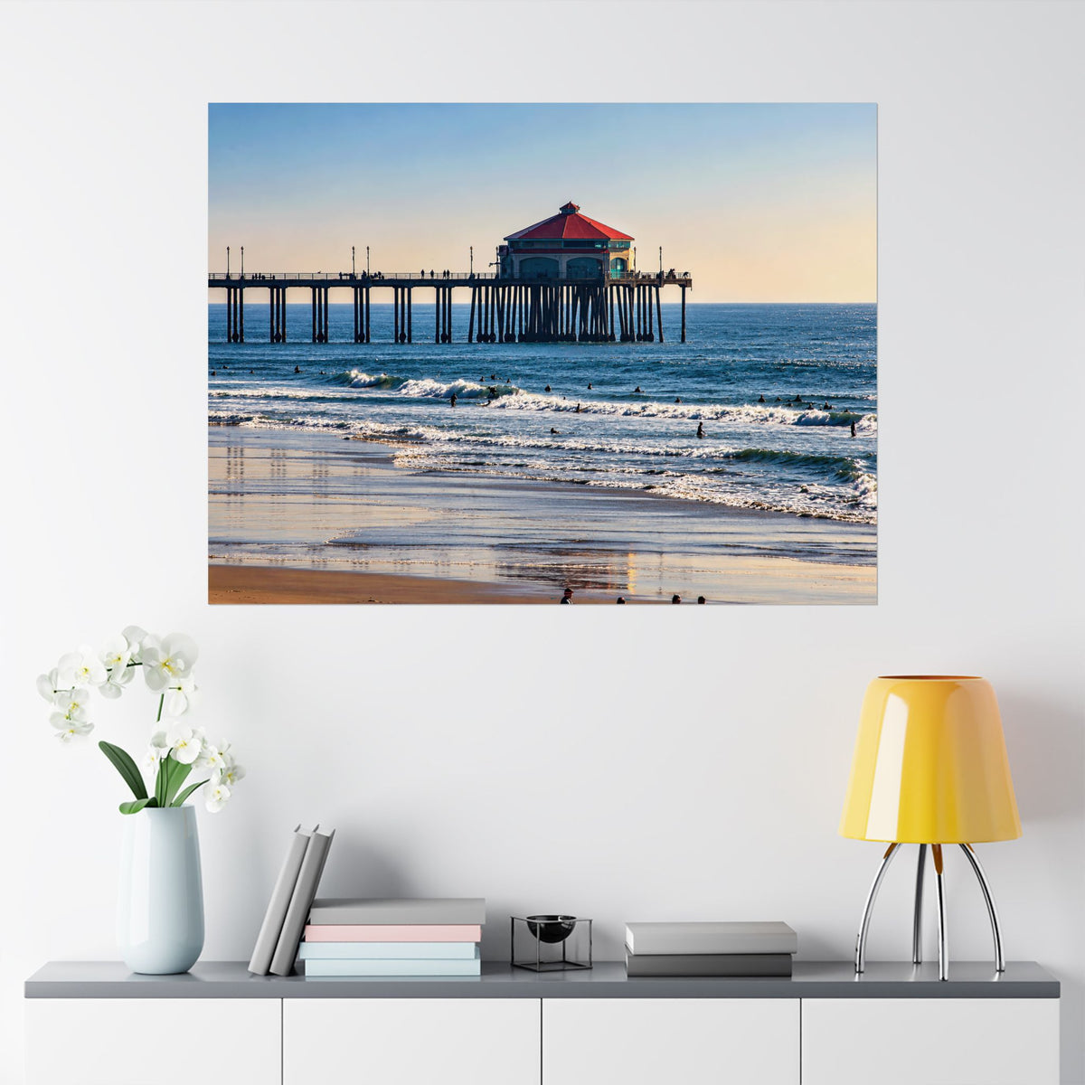 Huntington Beach Pier Matte Horizontal Poster — Coastal Wall Art Print