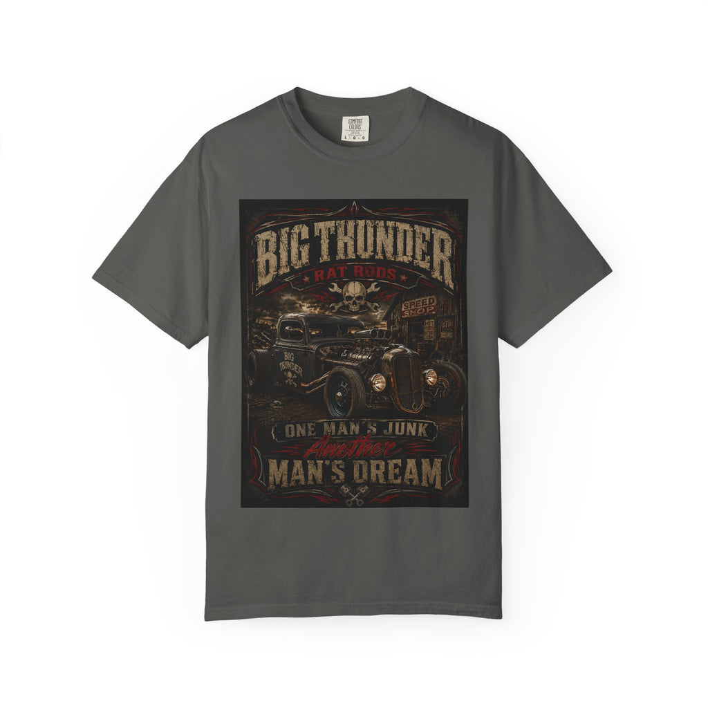 Big Thunder Rat Rod Vintage Car T-Shirt — "One Man's Junk, Man's Dream"