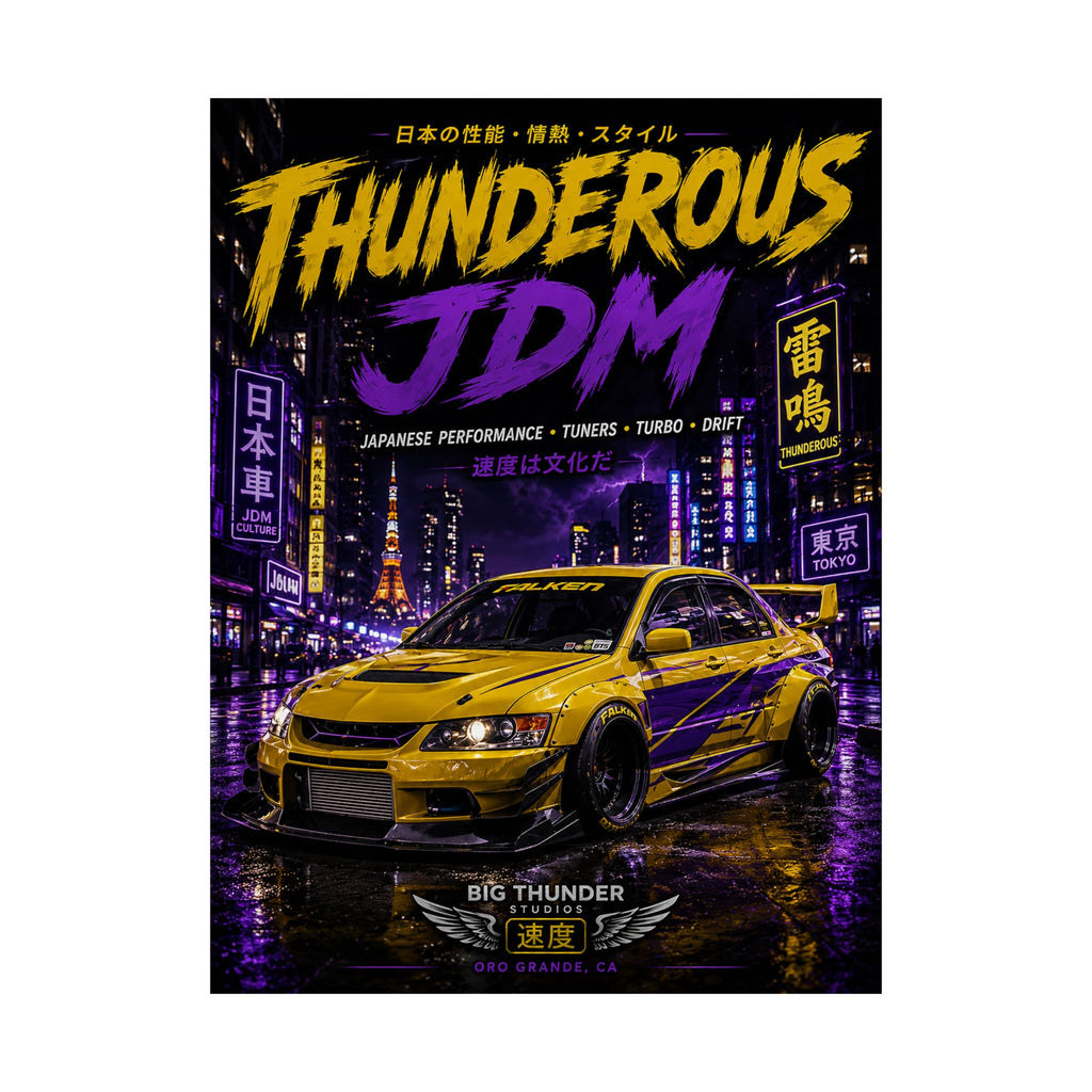 Thunderous JDM Matte Poster — Yellow Tokyo Street Racing Car