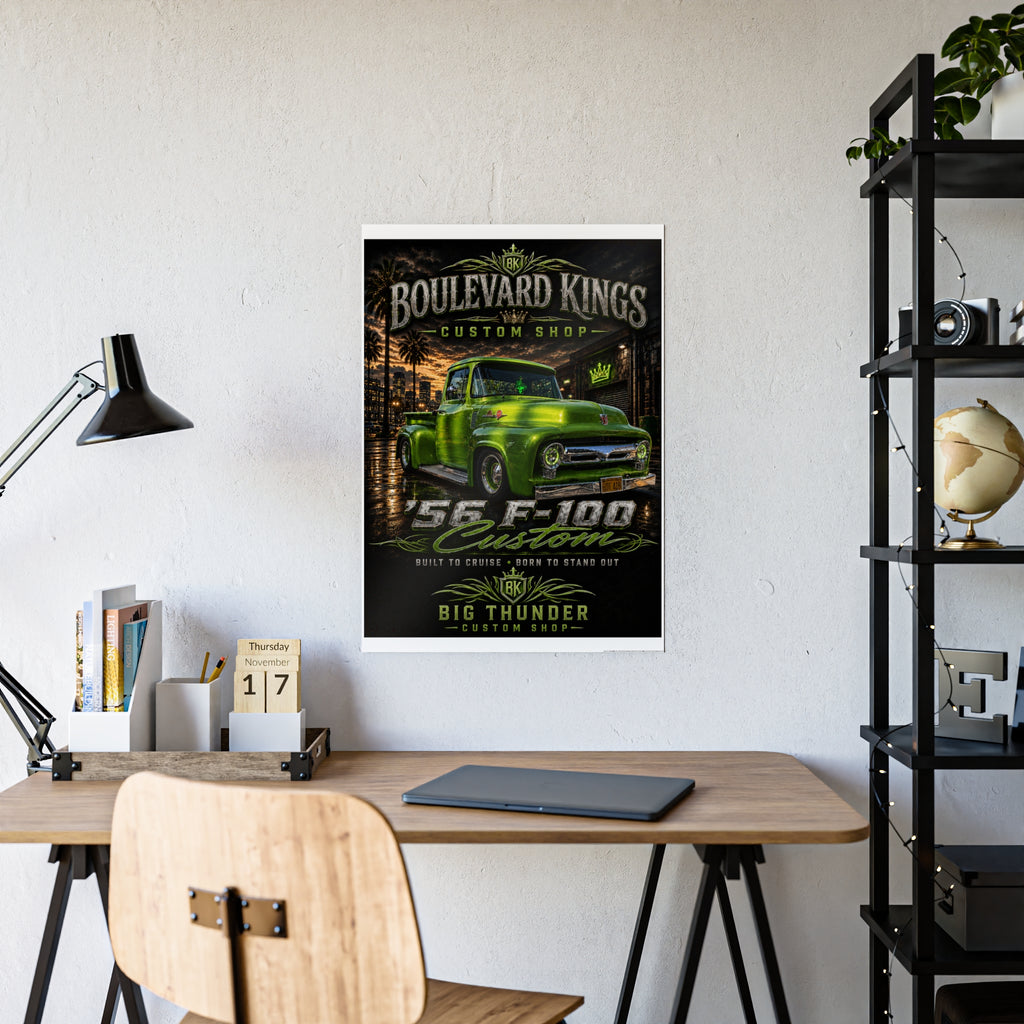 Gloss Poster — Green 1956 Ford F-100 Custom Truck Wall Art