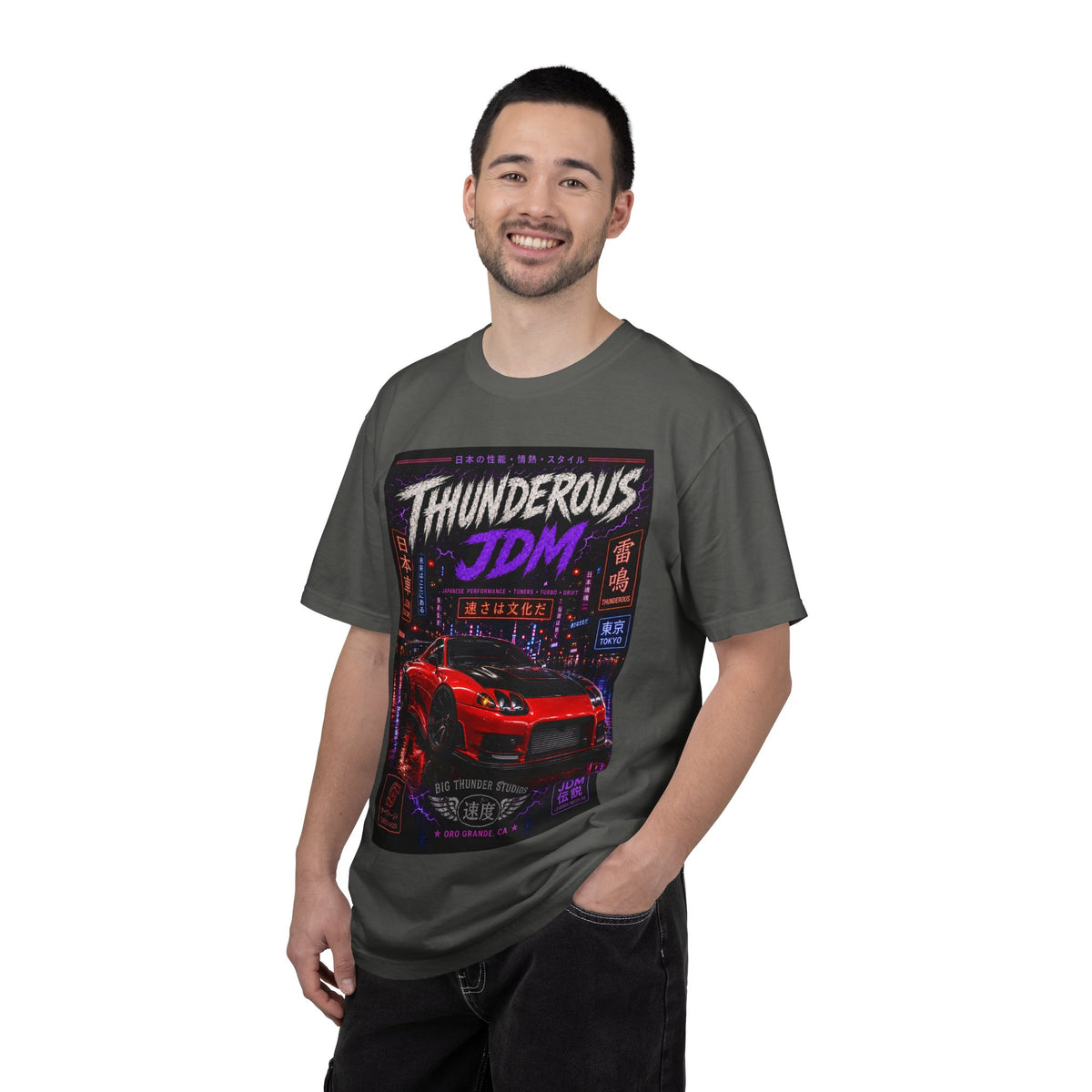 Thunderous JDM Tee — Neon Night Skyline Sports Car T-Shirt