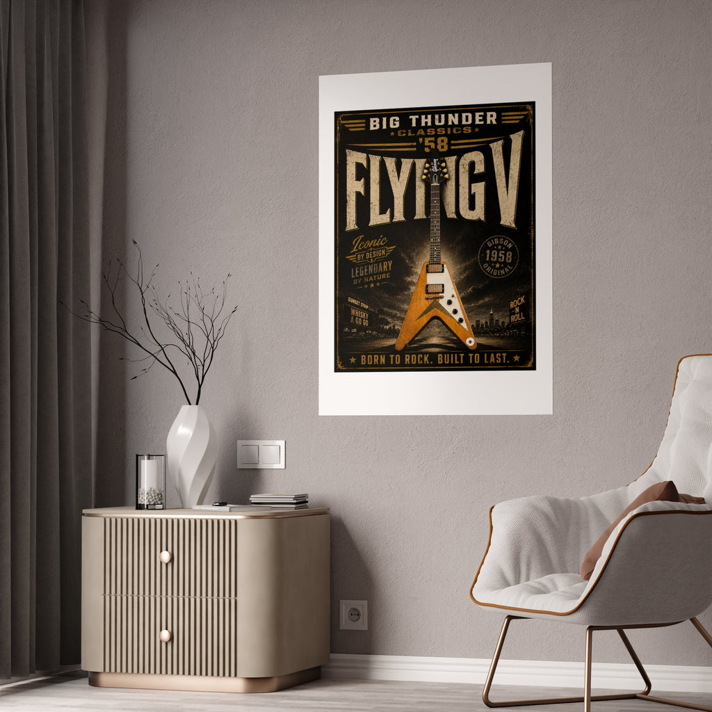 Flying V Guitar Poster Gloss Poster | Vintage Rock Music Wall Art