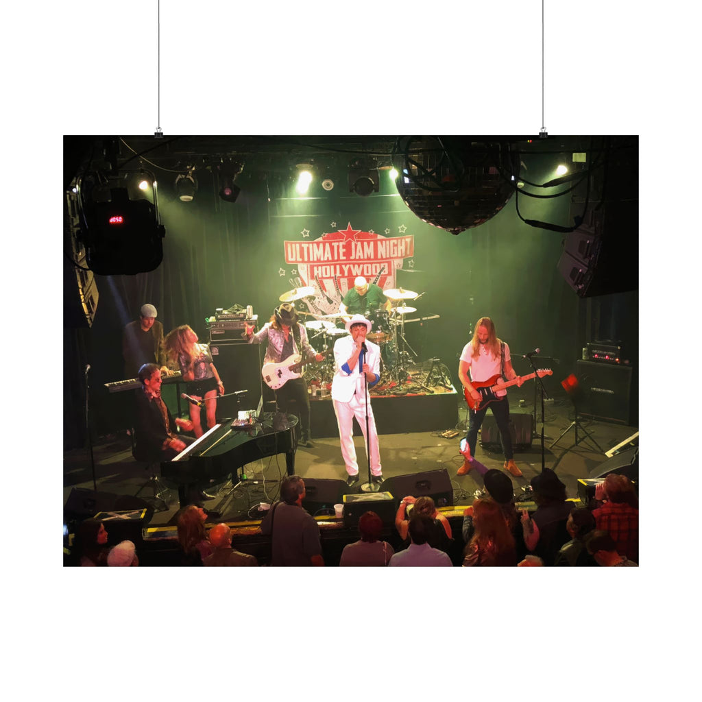 Chuck Wright Live Concert Band Matte Poster — Vintage Rock Stage Photo (Horizontal)