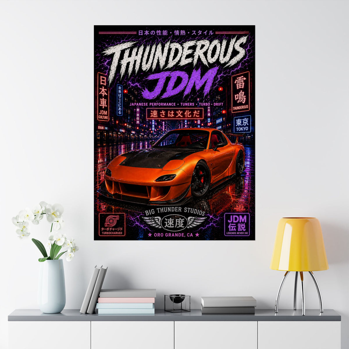 Thunderous JDM Car Poster — Matte Vertical Racing Wall Art