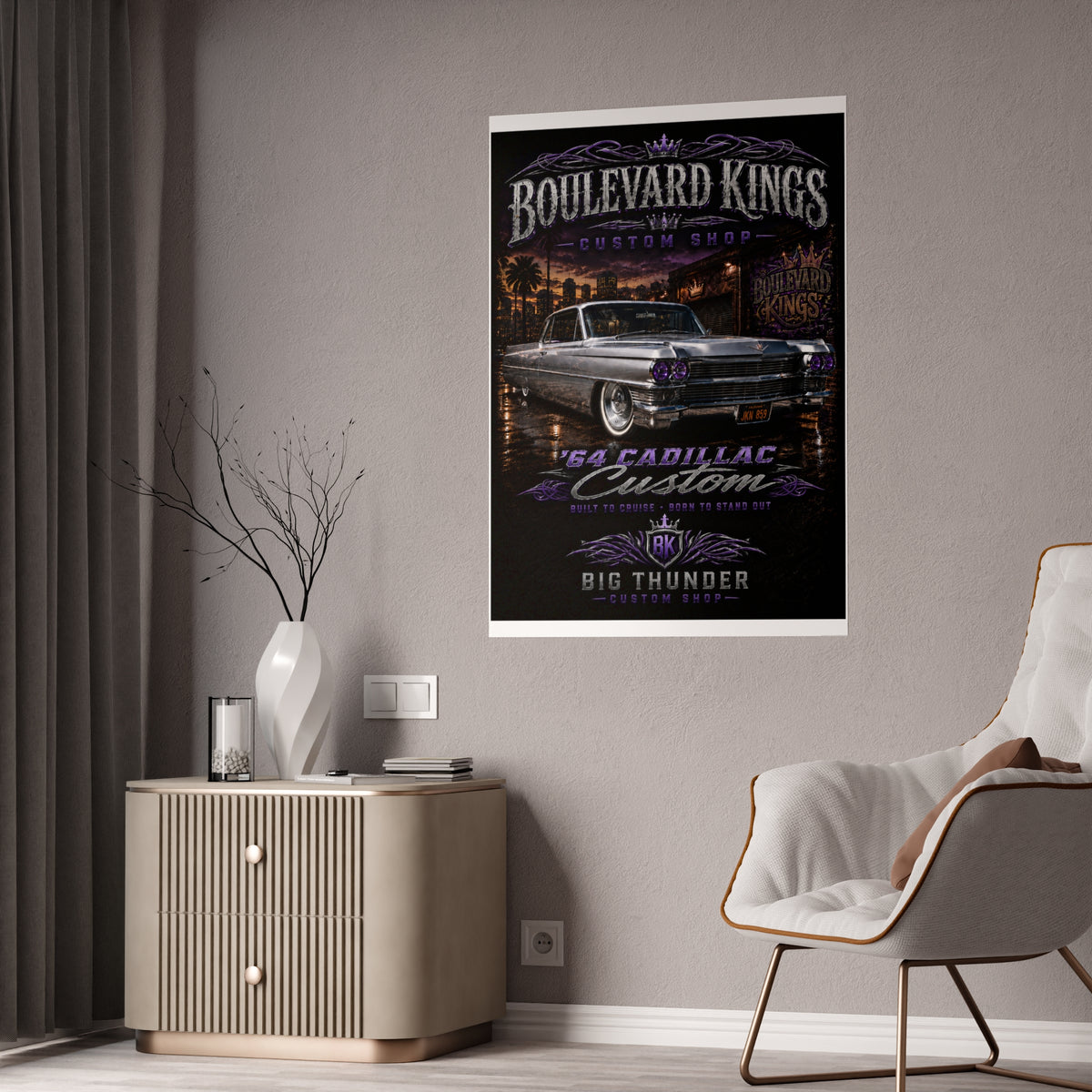Boulevard Kings '64 Cadillac Custom' Gloss Poster – Classic Lowrider Car Wall Art
