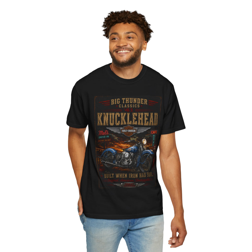 Knucklehead Motorcycle Poster T-shirt | Vintage Big Thunder Classics