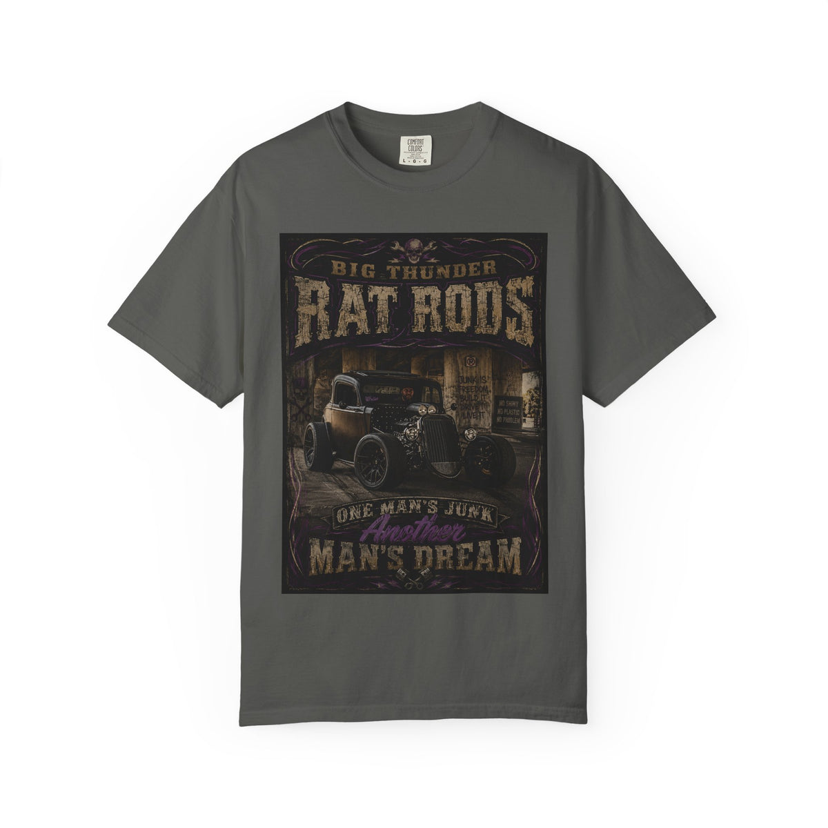 Rat Rods Vintage T-Shirt — "Big Thunder" Hot Rod Car Garage Tee