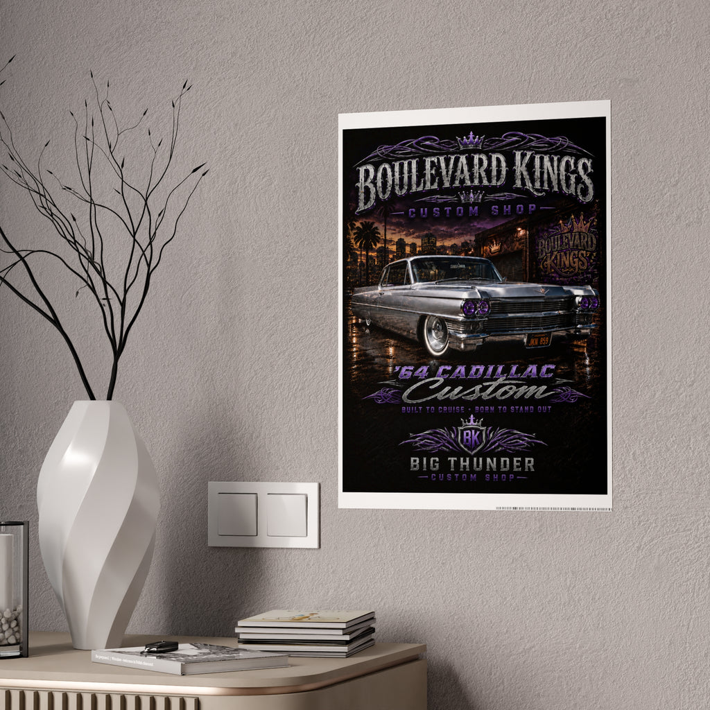 Boulevard Kings '64 Cadillac Custom' Gloss Poster – Classic Lowrider Car Wall Art
