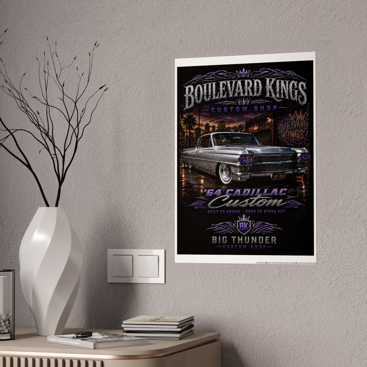 Boulevard Kings '64 Cadillac Custom' Gloss Poster – Classic Lowrider Car Wall Art