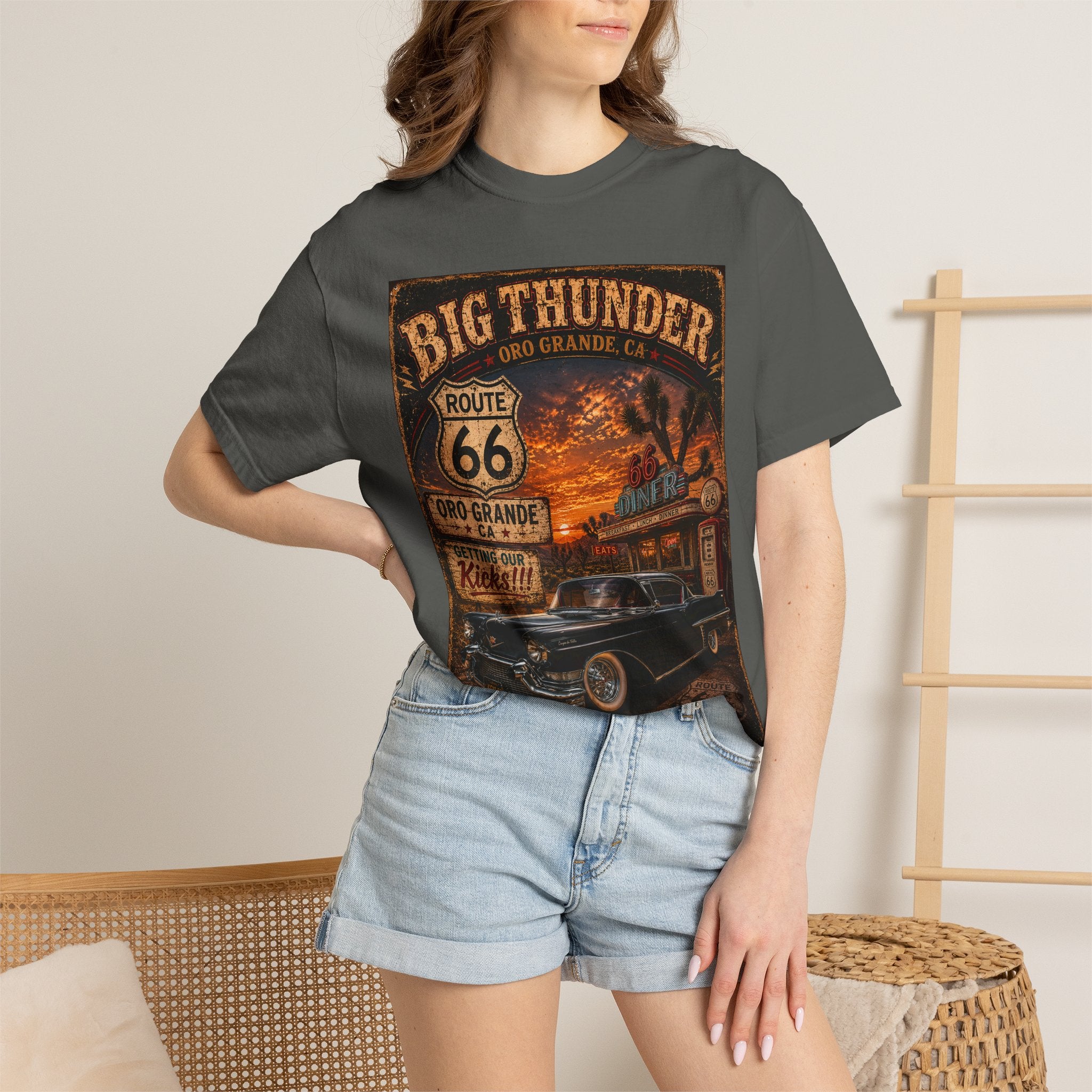 Route 66 Big Thunder | Vintage Muscle Car Graphic T-Shirt