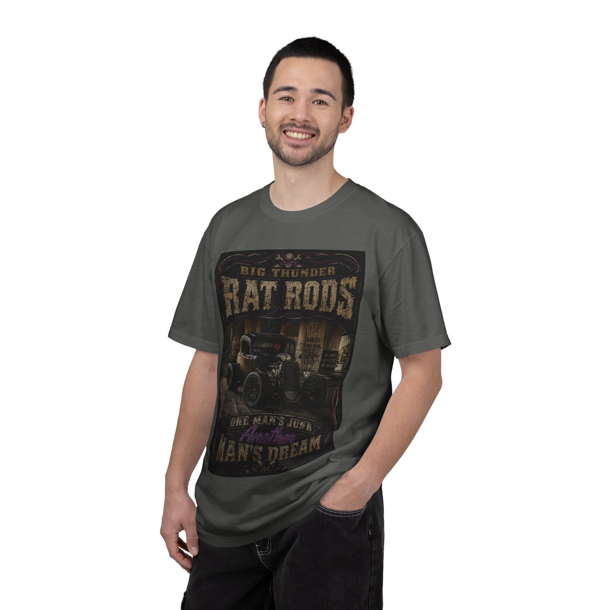 Rat Rods Vintage T-Shirt — "Big Thunder" Hot Rod Car Garage Tee