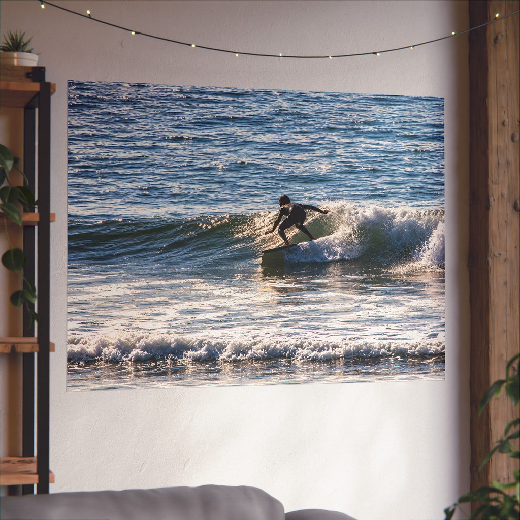 Surfing Wave Matte Horizontal Poster — Coastal Surf Photography Wall Art