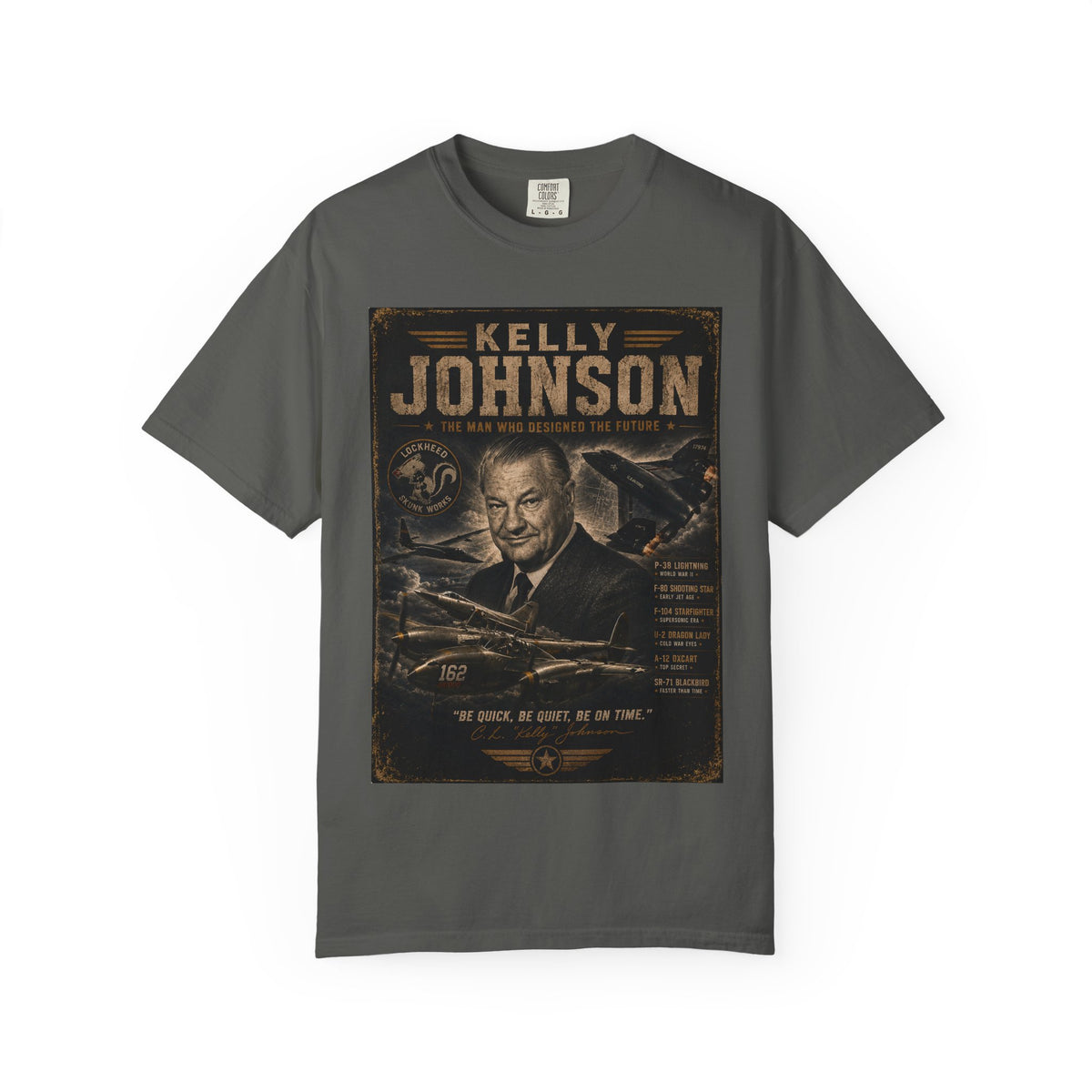 Kelly Johnson portrait T-Shirt | Skunk Works aviation poster design