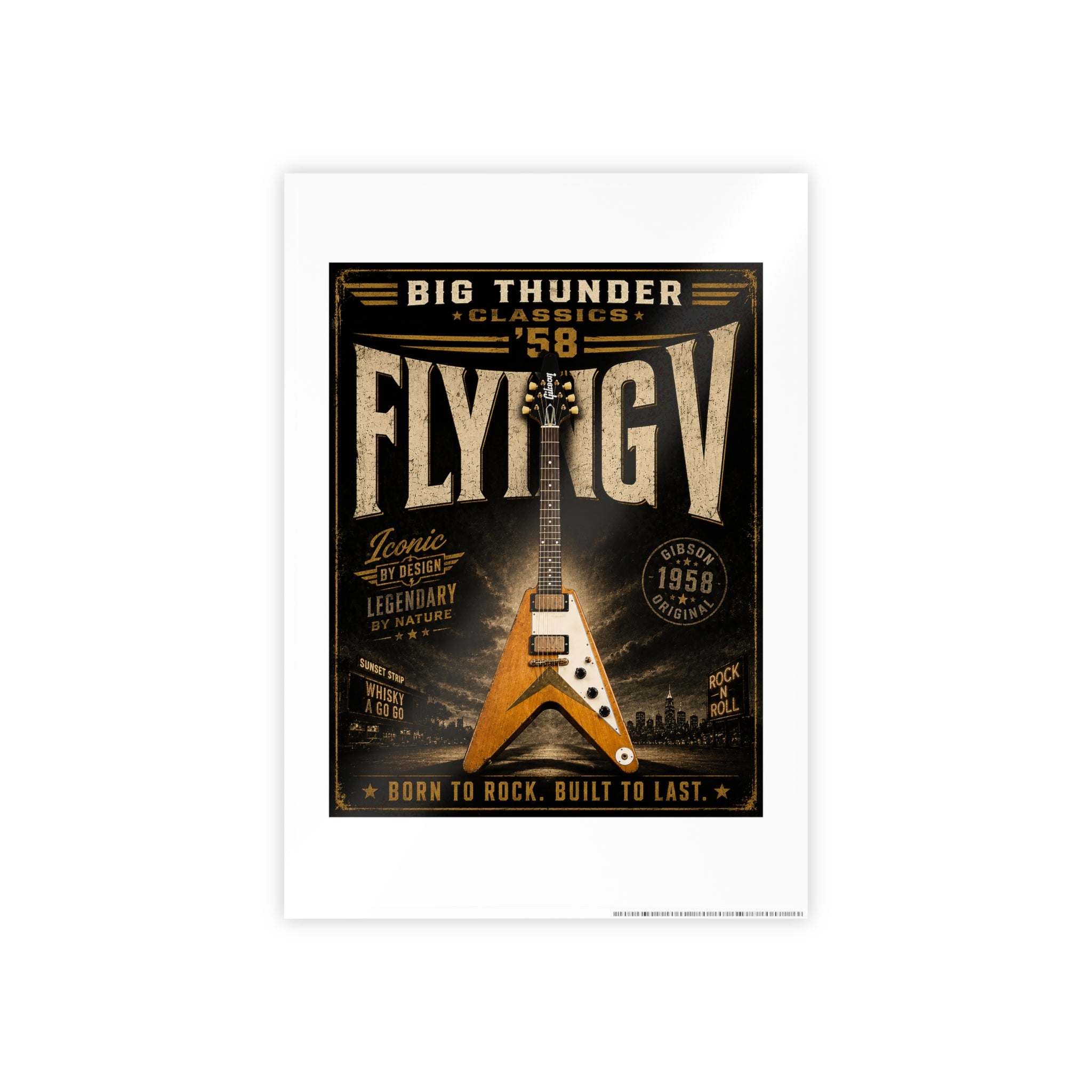 Flying V Guitar Poster Gloss Poster | Vintage Rock Music Wall Art
