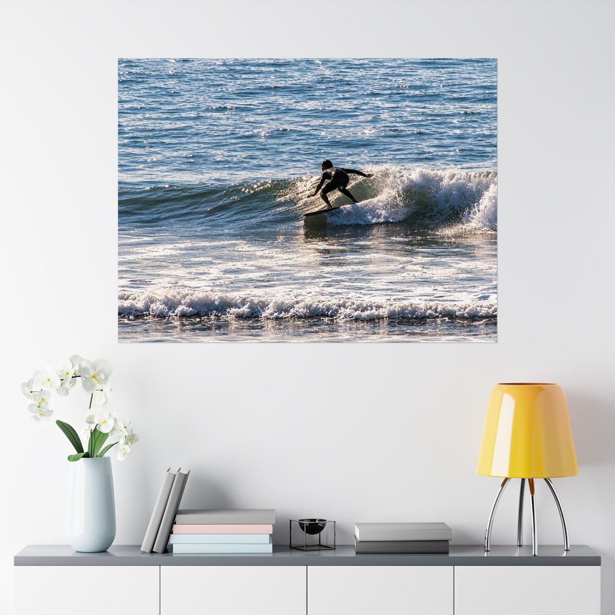 Surfing Wave Matte Horizontal Poster — Coastal Surf Photography Wall Art