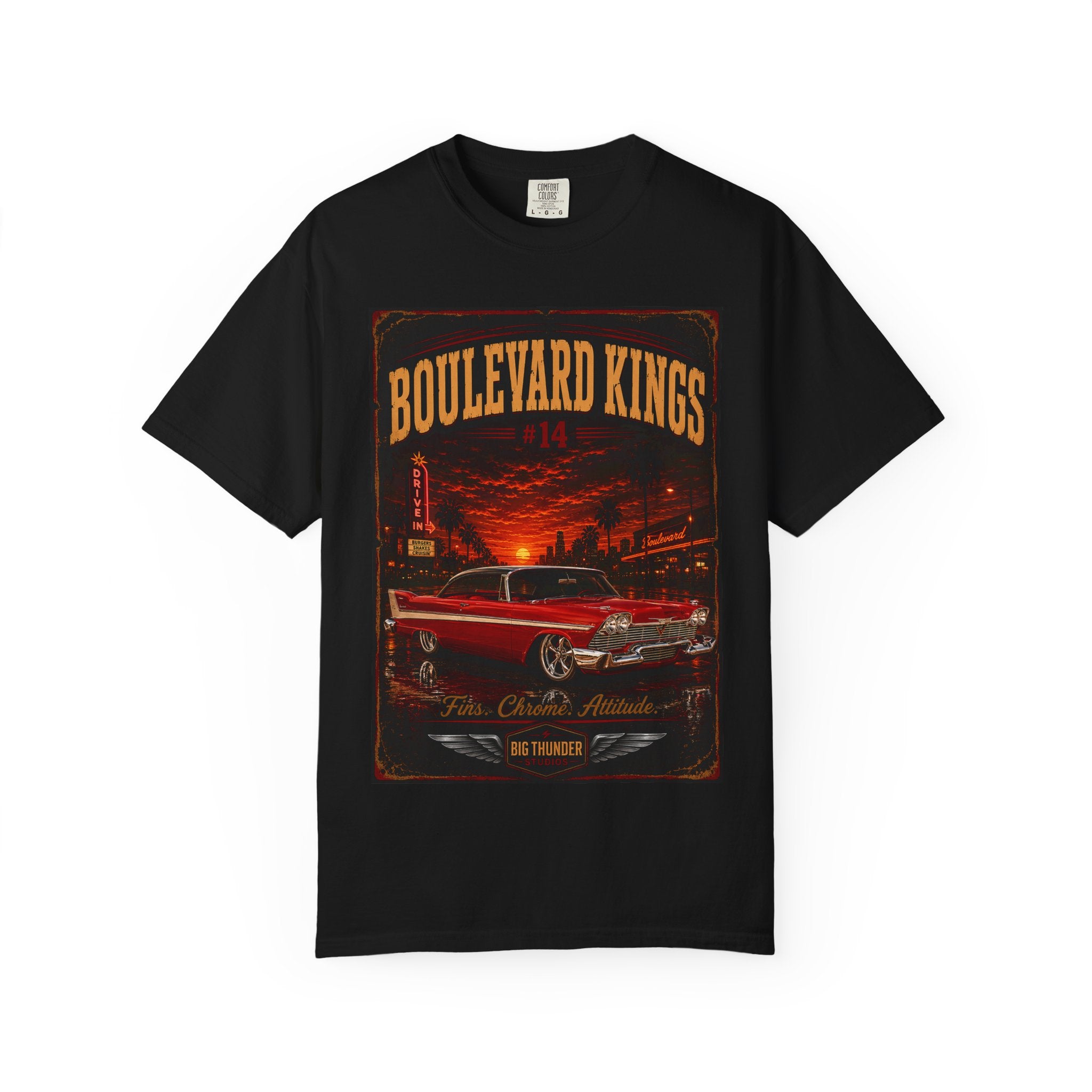 Big Thunder Boulevard Kings #14 | Classic Car Lowrider Graphic T-Shirt