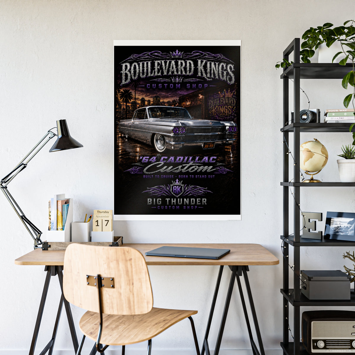 Boulevard Kings '64 Cadillac Custom' Gloss Poster – Classic Lowrider Car Wall Art