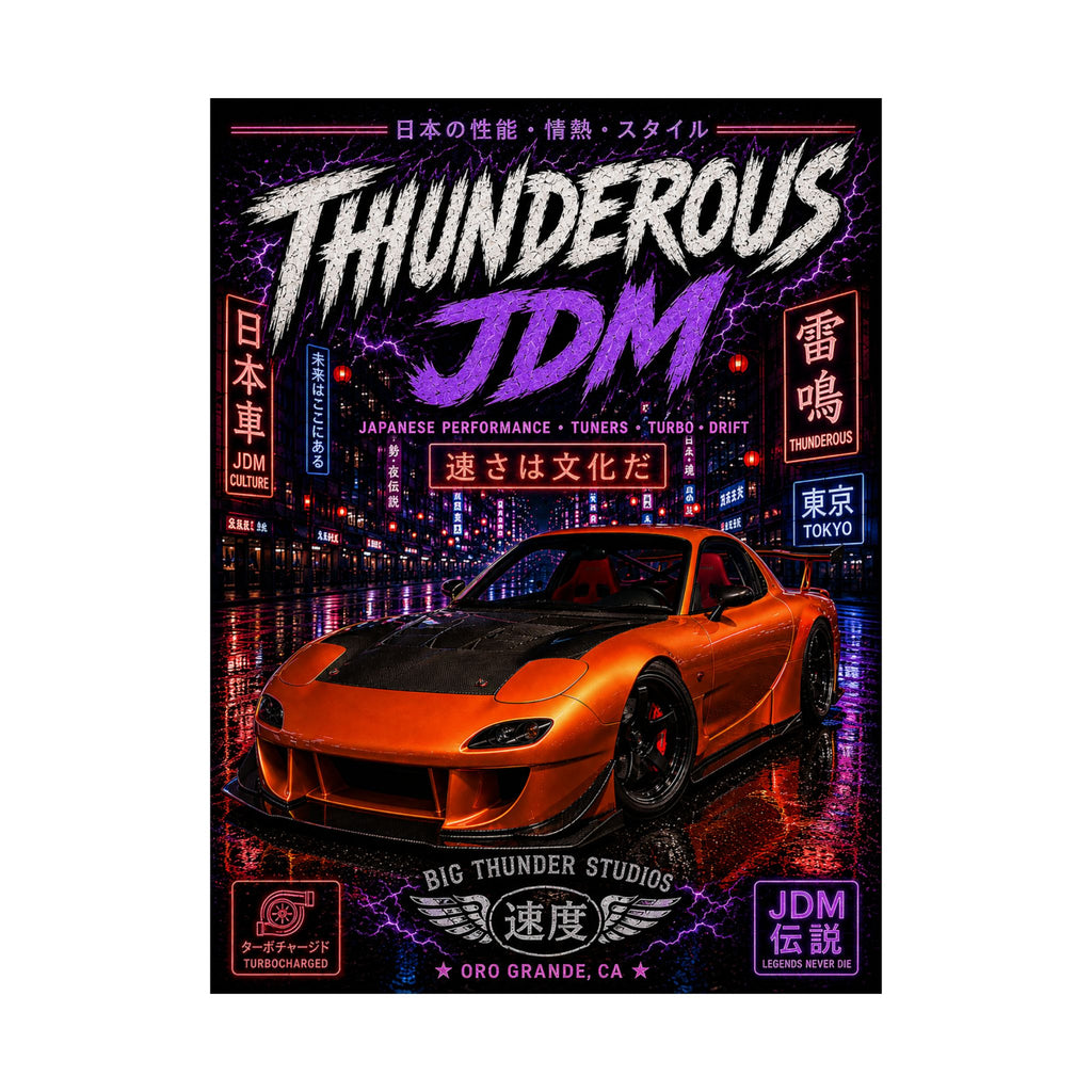Thunderous JDM Car Poster — Matte Vertical Racing Wall Art