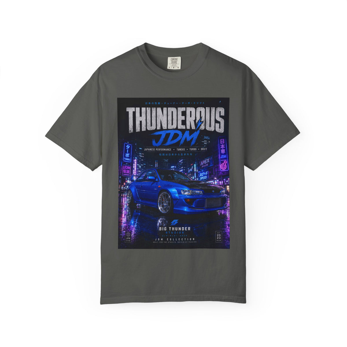 JDM Thunderous Car T‑Shirt — Blue Skyline Racing Graphic