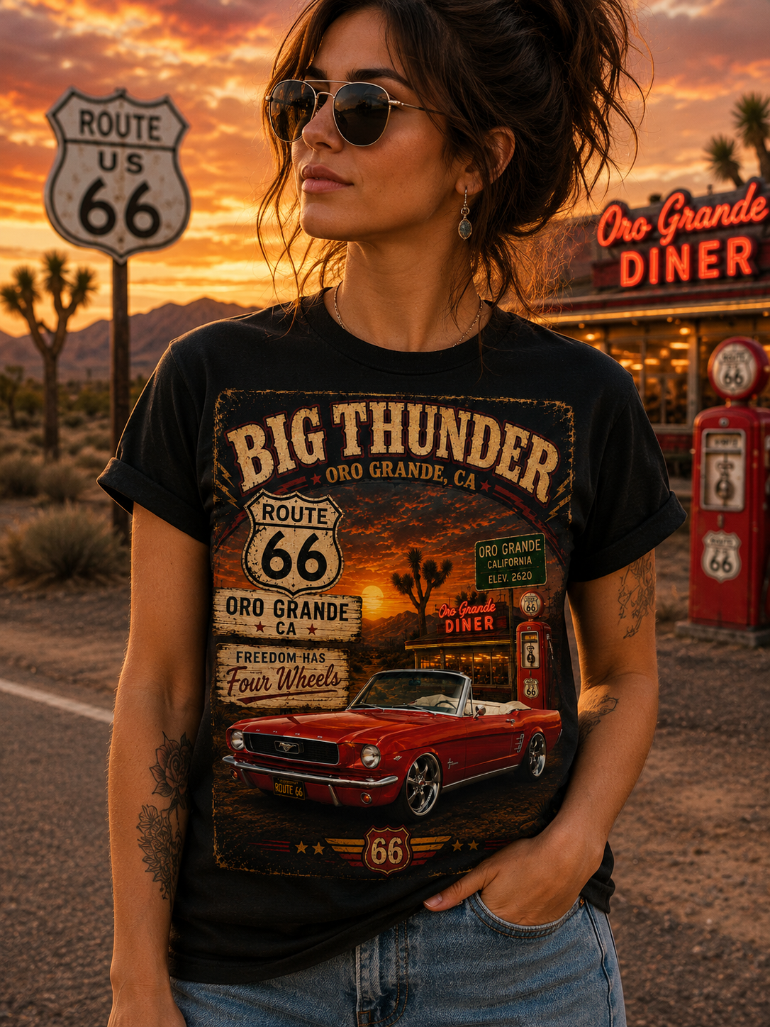 Route 66 Desert Cruiser T-Shirt | Big Thunder Studios