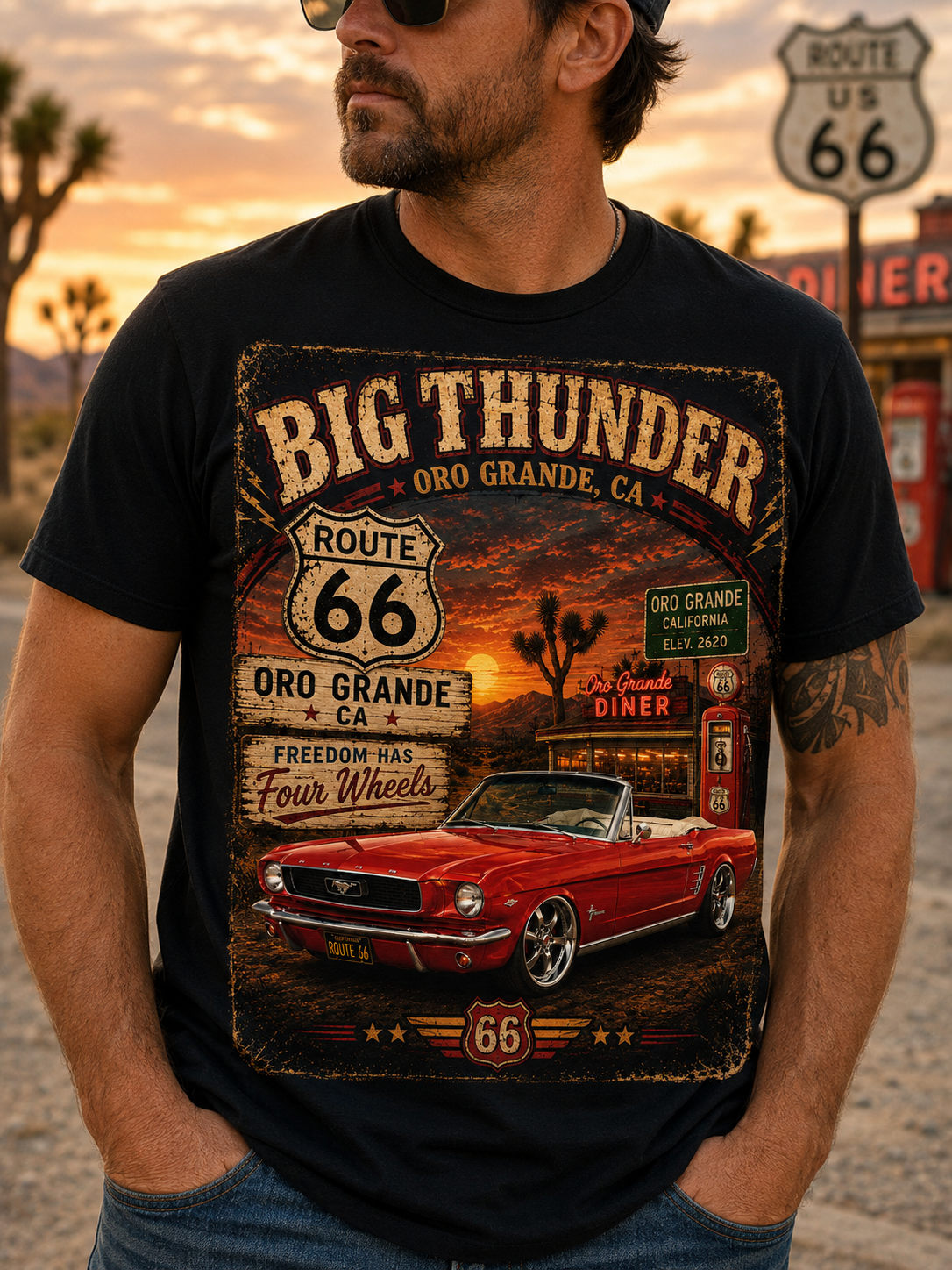Route 66 Desert Cruiser T-Shirt | Big Thunder Studios