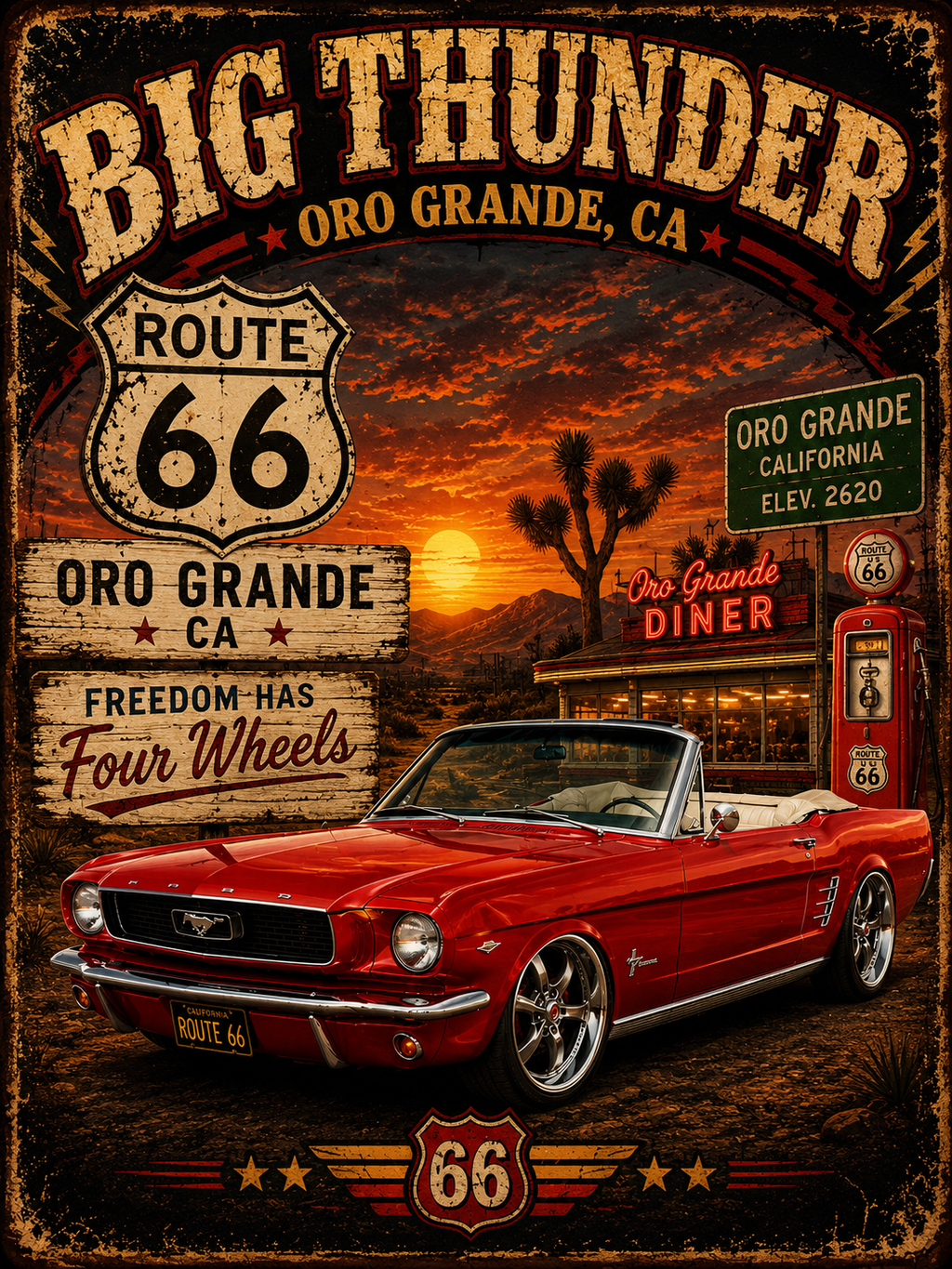 Route 66 Desert Cruiser T-Shirt | Big Thunder Studios