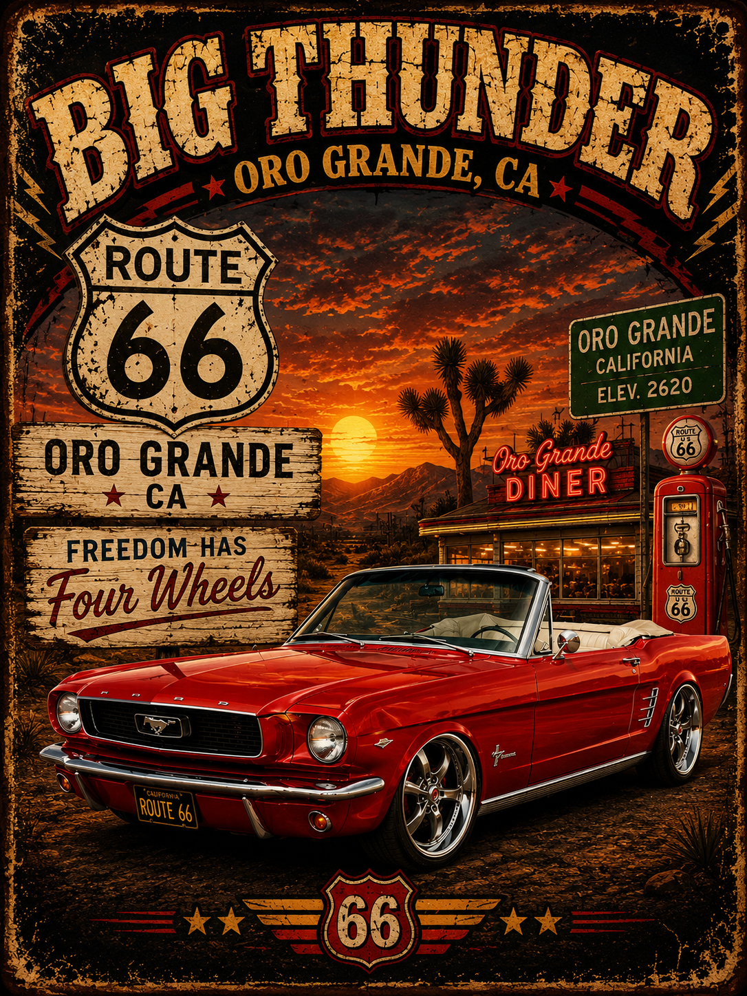 Route 66 Desert Cruiser T-Shirt | Big Thunder Studios