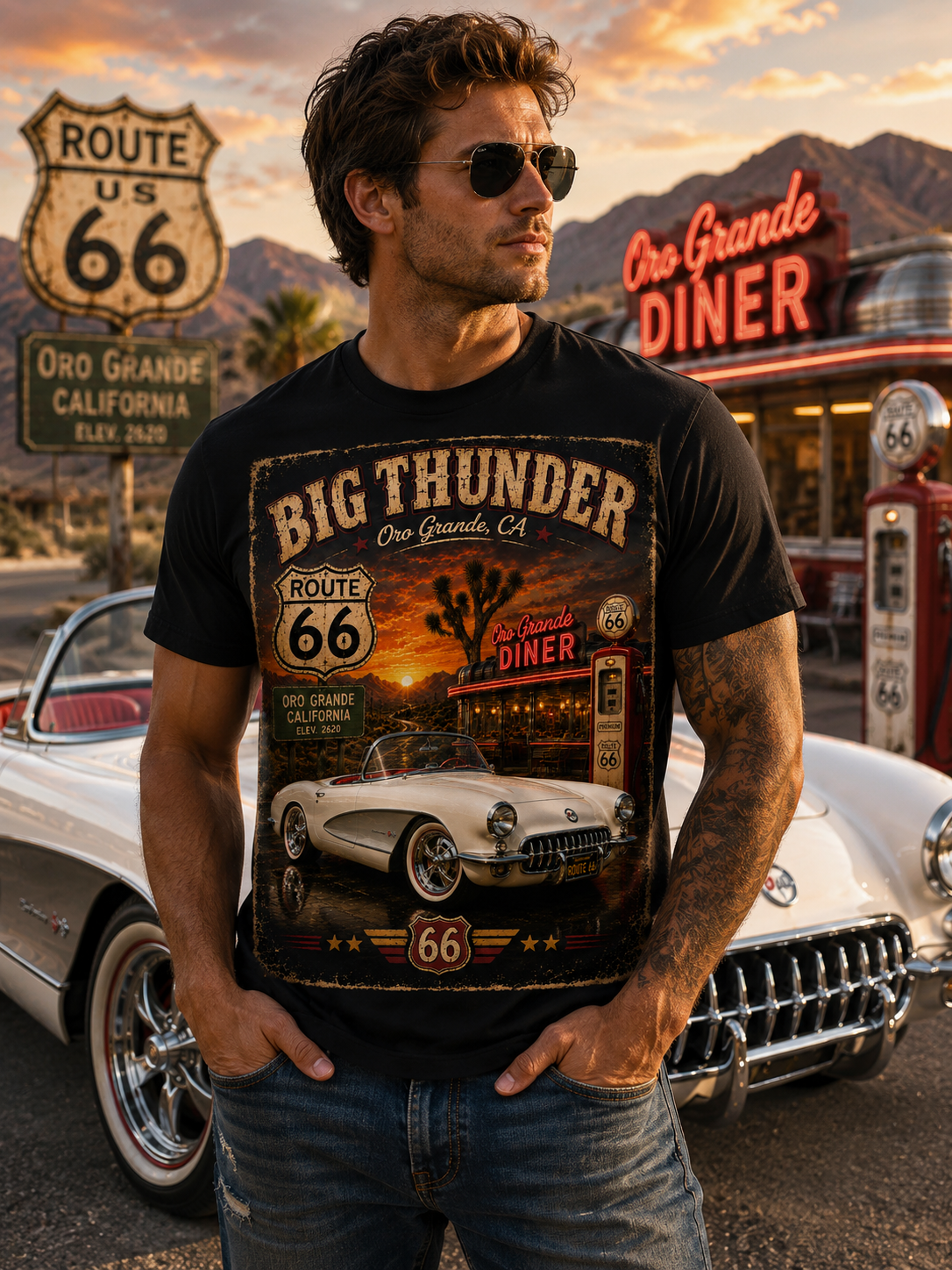 Route 66 Oro Grande Cruiser T-Shirt | Big Thunder Studios