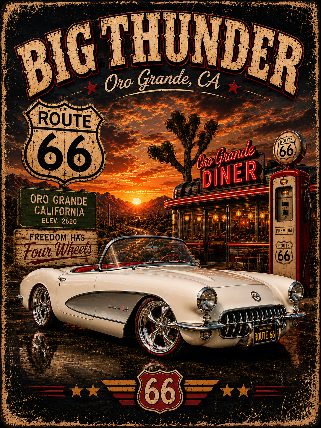 Route 66 Oro Grande Cruiser T-Shirt | Big Thunder Studios