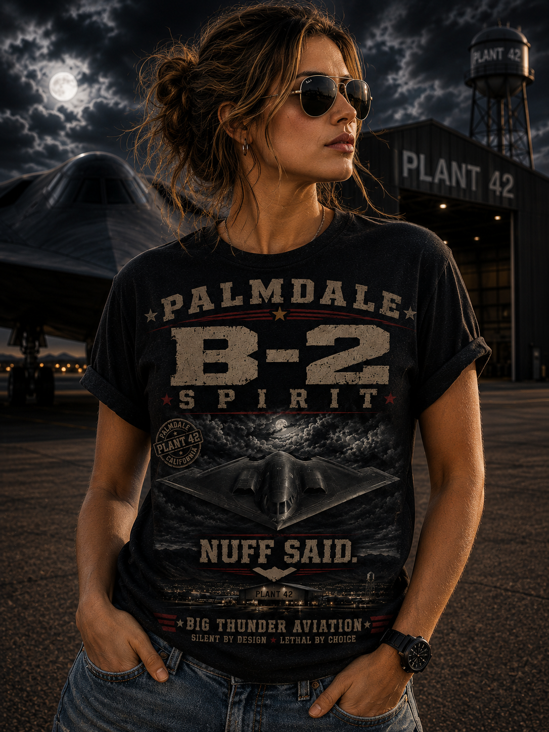 B-2 Spirit Bomber Palmdale Aviation Poster T-Shirt | Nuff Said