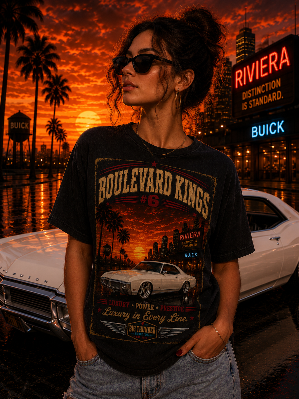 Big Thunder Boulevard Kings #6 | Classic Car Lowrider Graphic T-Shirt