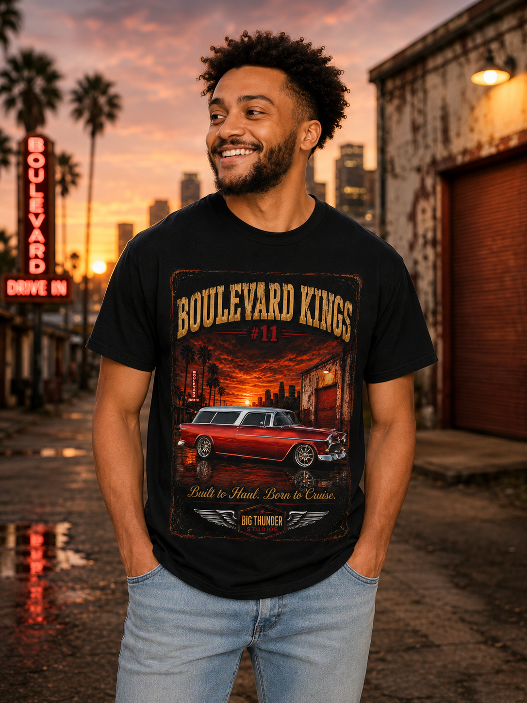 Big Thunder Boulevard Kings #11 | Classic Car Lowrider Graphic T-Shirt