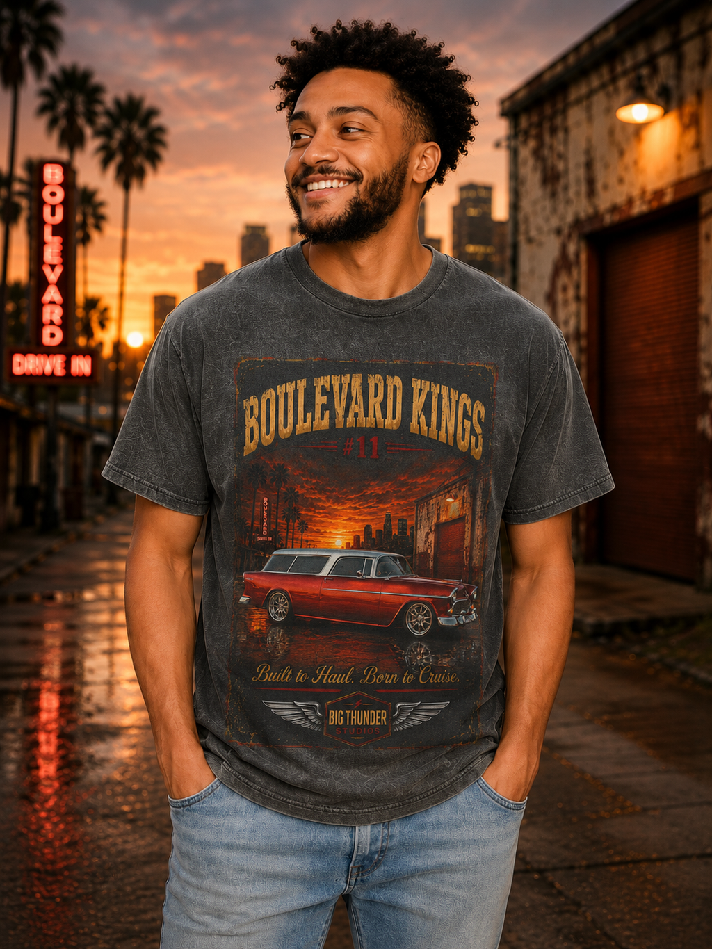 Big Thunder Boulevard Kings #11 | Classic Car Lowrider Graphic T-Shirt