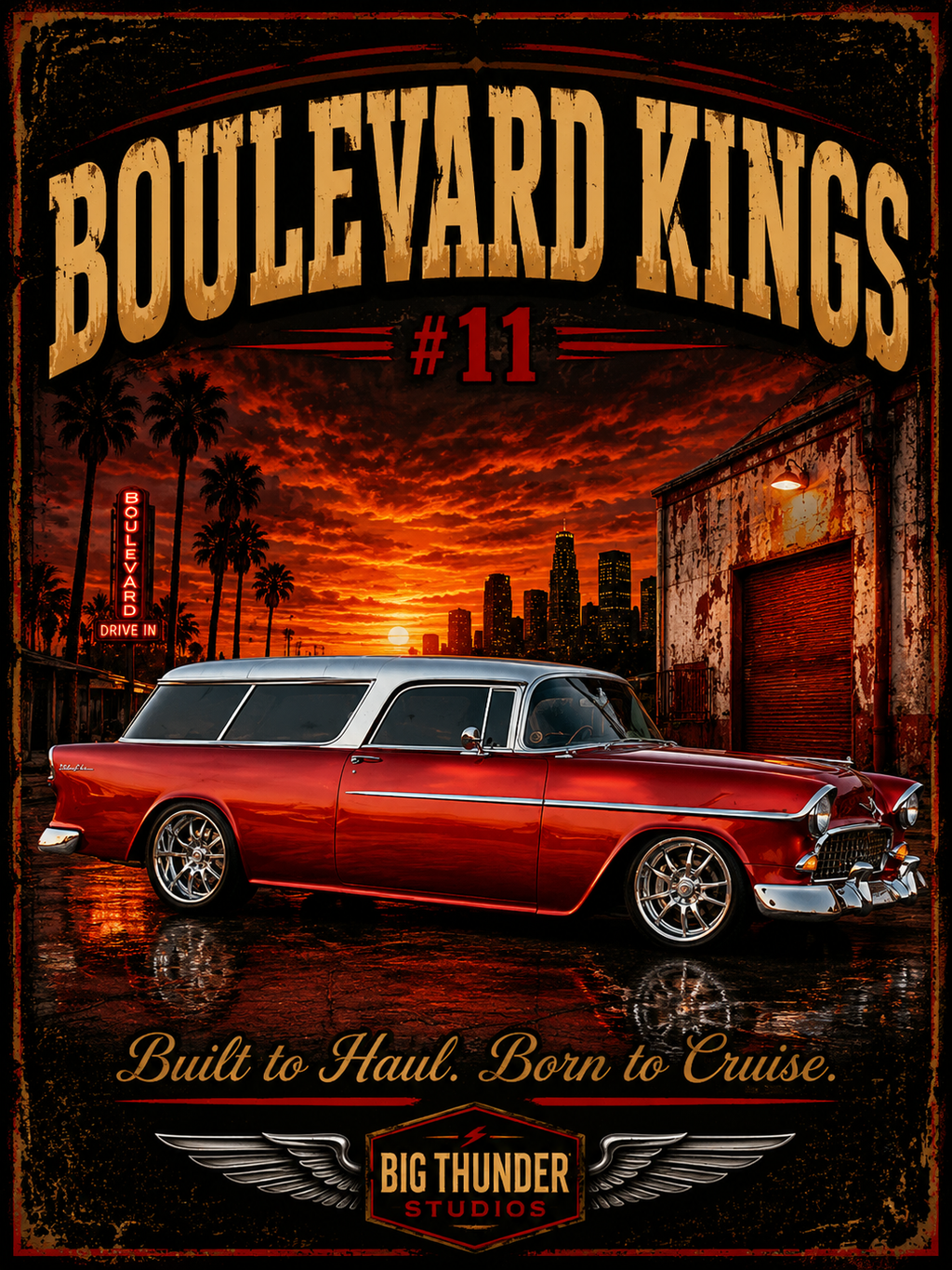 Big Thunder Boulevard Kings #11 | Classic Car Lowrider Graphic T-Shirt