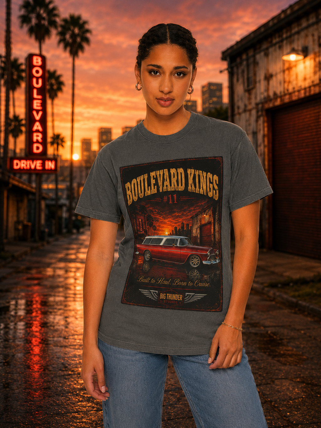 Big Thunder Boulevard Kings #11 | Classic Car Lowrider Graphic T-Shirt