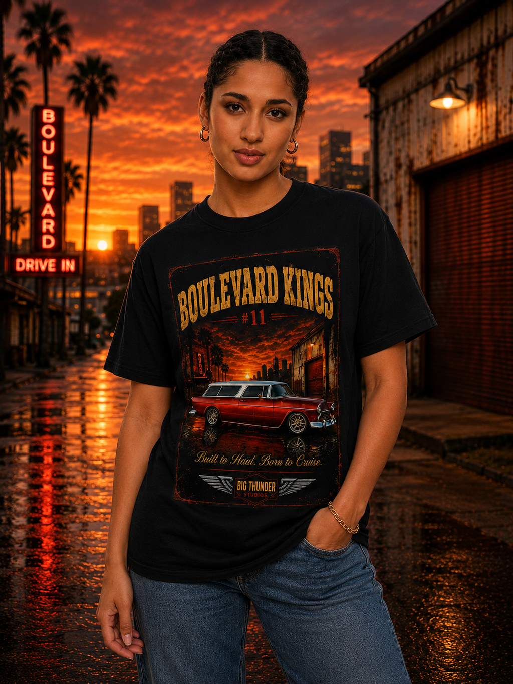 Big Thunder Boulevard Kings #11 | Classic Car Lowrider Graphic T-Shirt