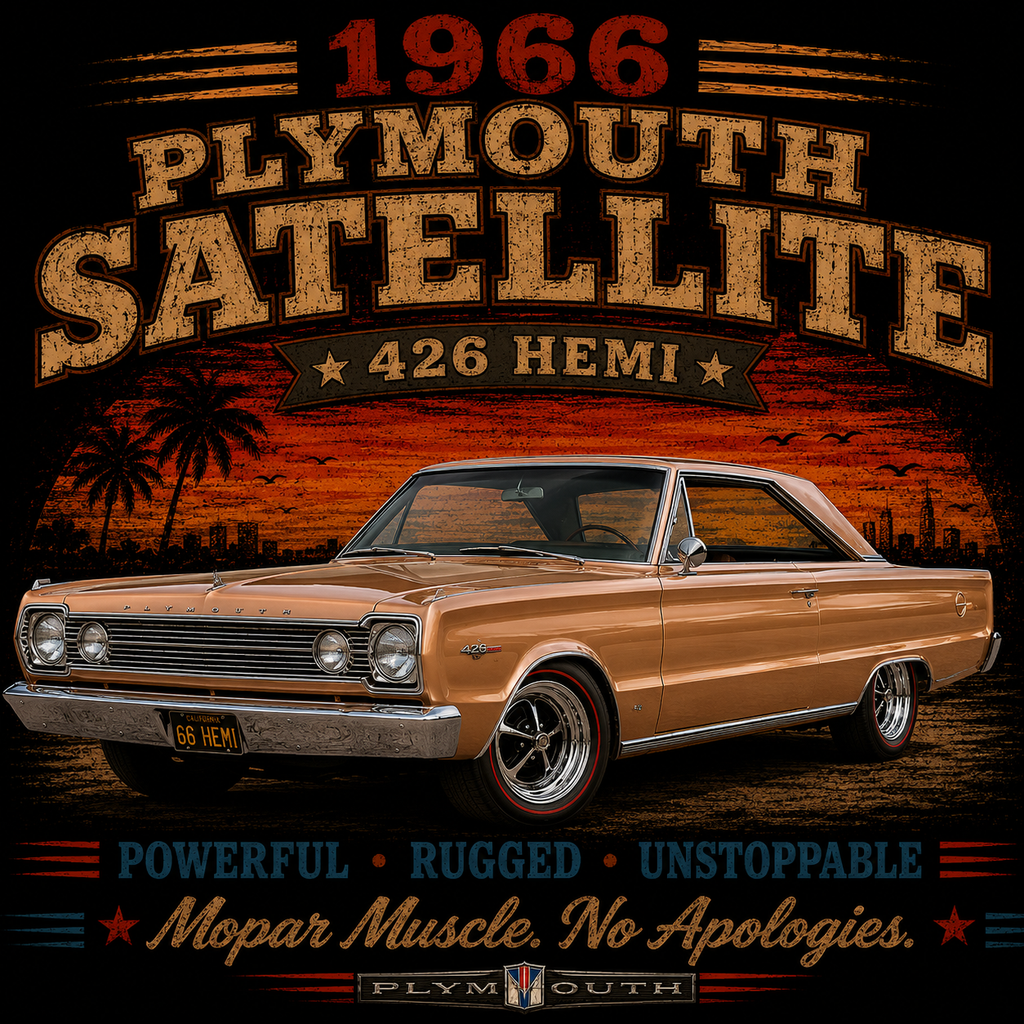 1966 Plymouth Satellite 426 Hemi T-shirt | Classic Muscle Car Tee