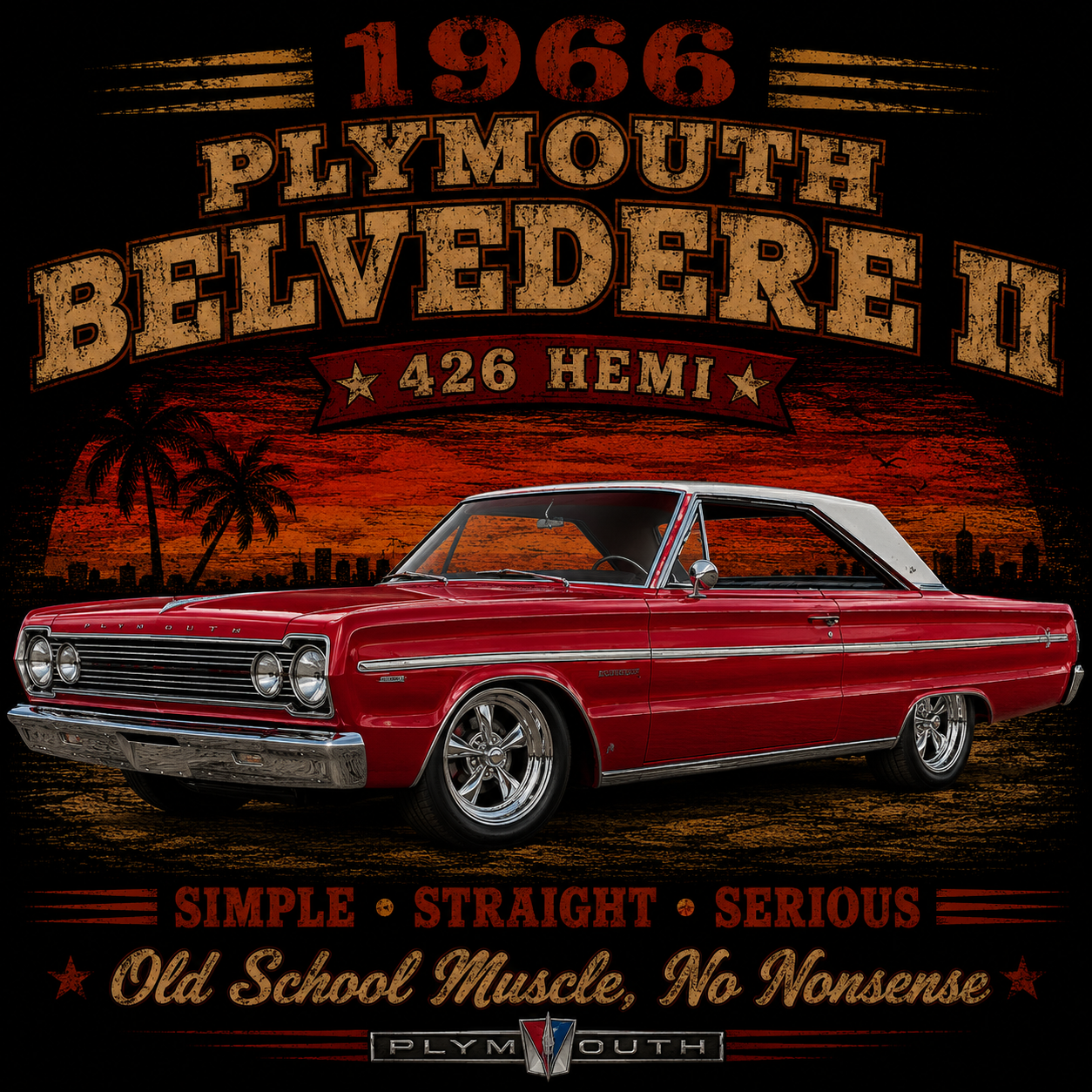 1969 Plymouth Belvedere II T-shirt | Vintage Muscle Car 426 Hemi
