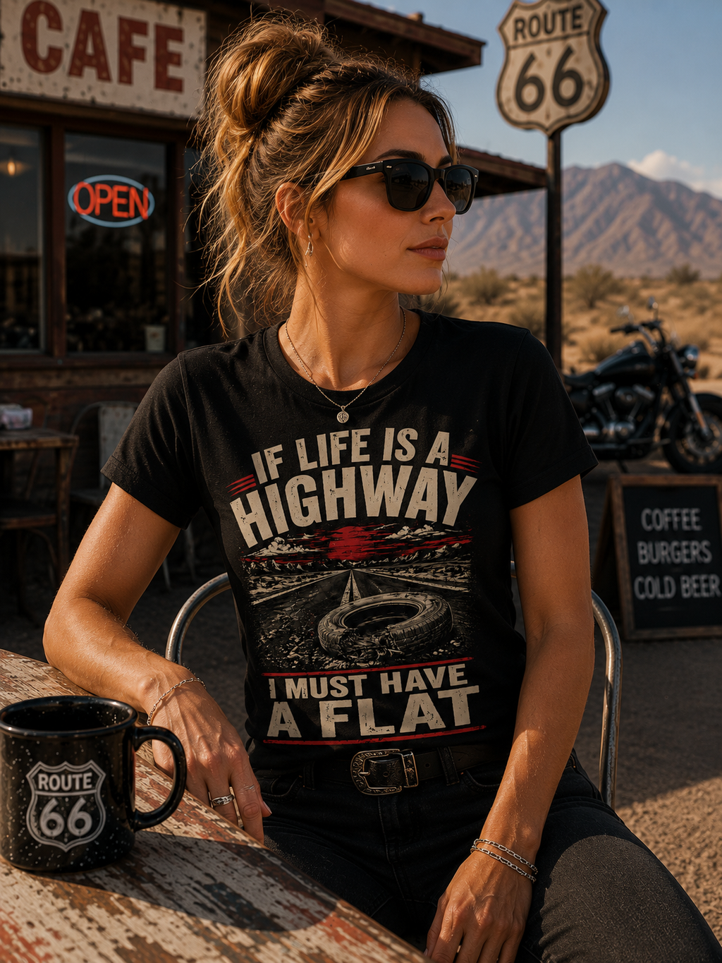 If Life Is A Highway I Must Have A Flat T-Shirt | Road Trip Car Tire Graphic