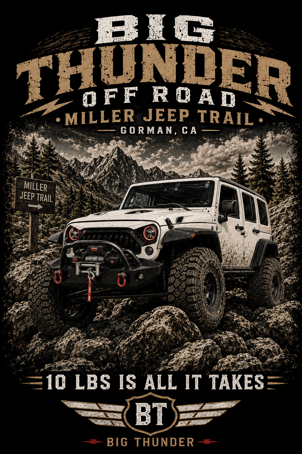 Big Thunder Off Road Jeep Trail T-Shirt | Miller Jeep Trail Graphic Tee