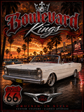 Boulevard Kings Classic Car Poster — Route 66 Vintage Sunset