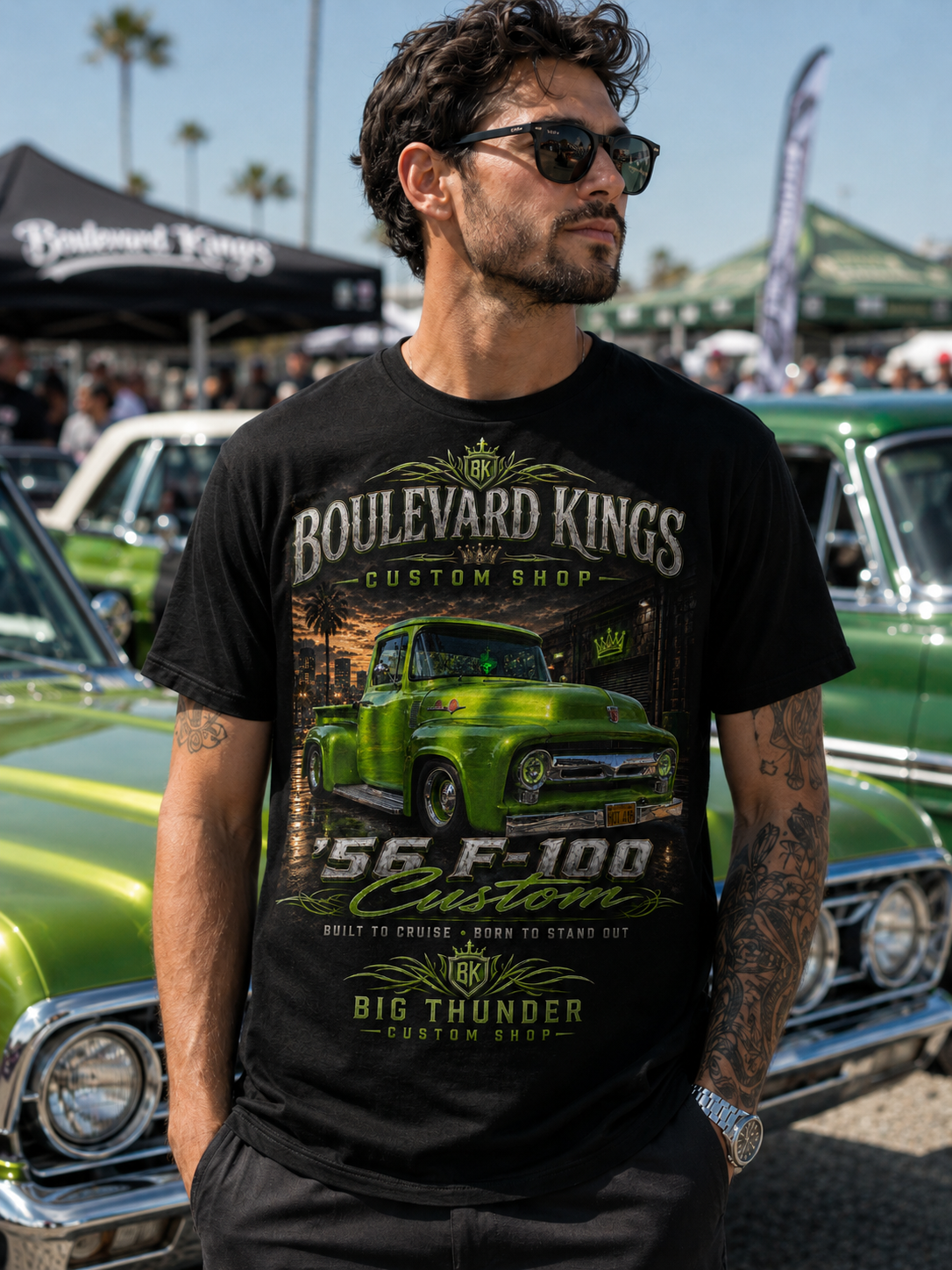 Vintage Green 56 F-100 Truck T-Shirt — Boulevard Kings Classic Auto Tee