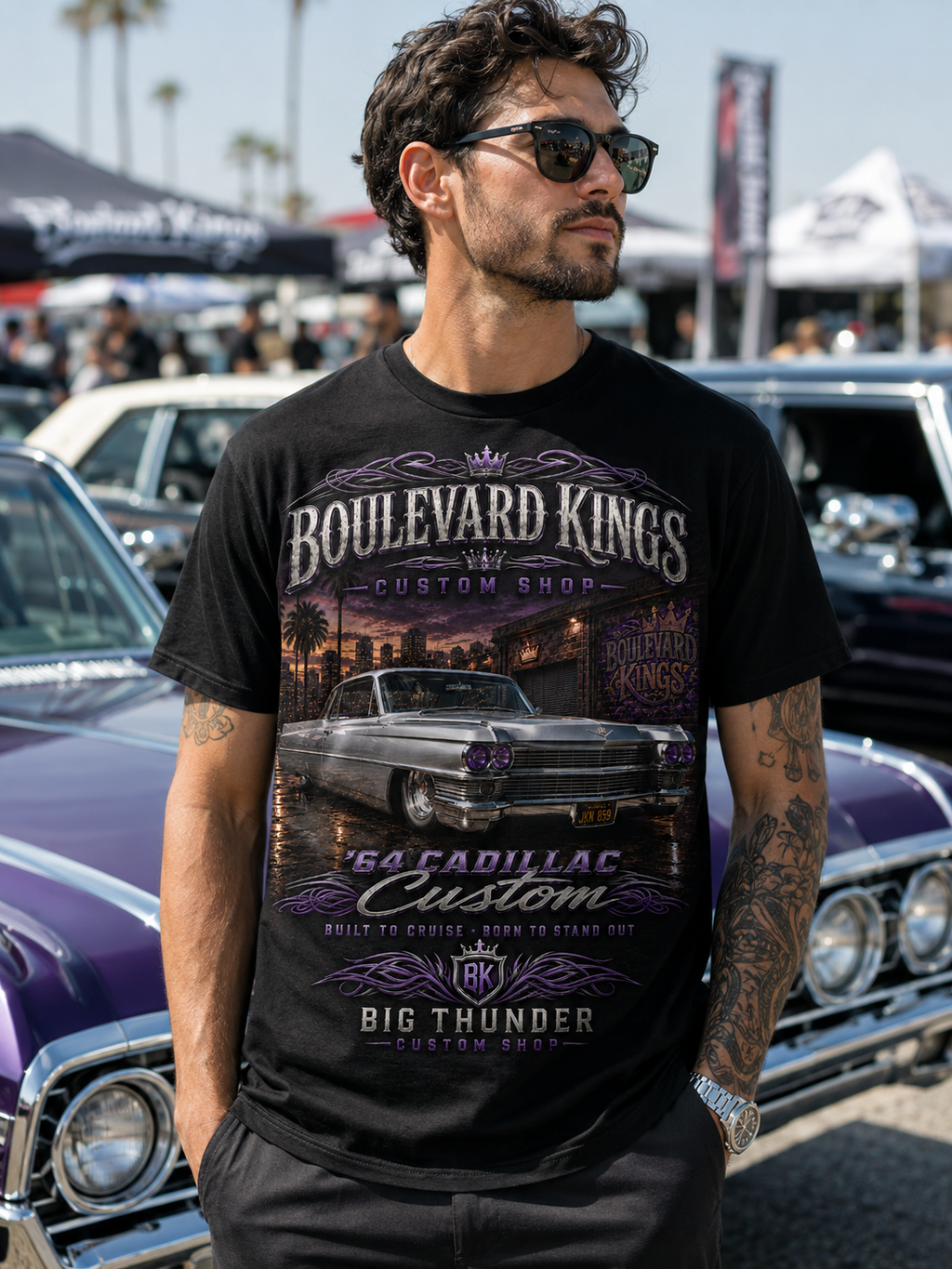 Boulevard Kings Cadillac Custom Tee — Classic Lowrider Vintage Car T-Shirt