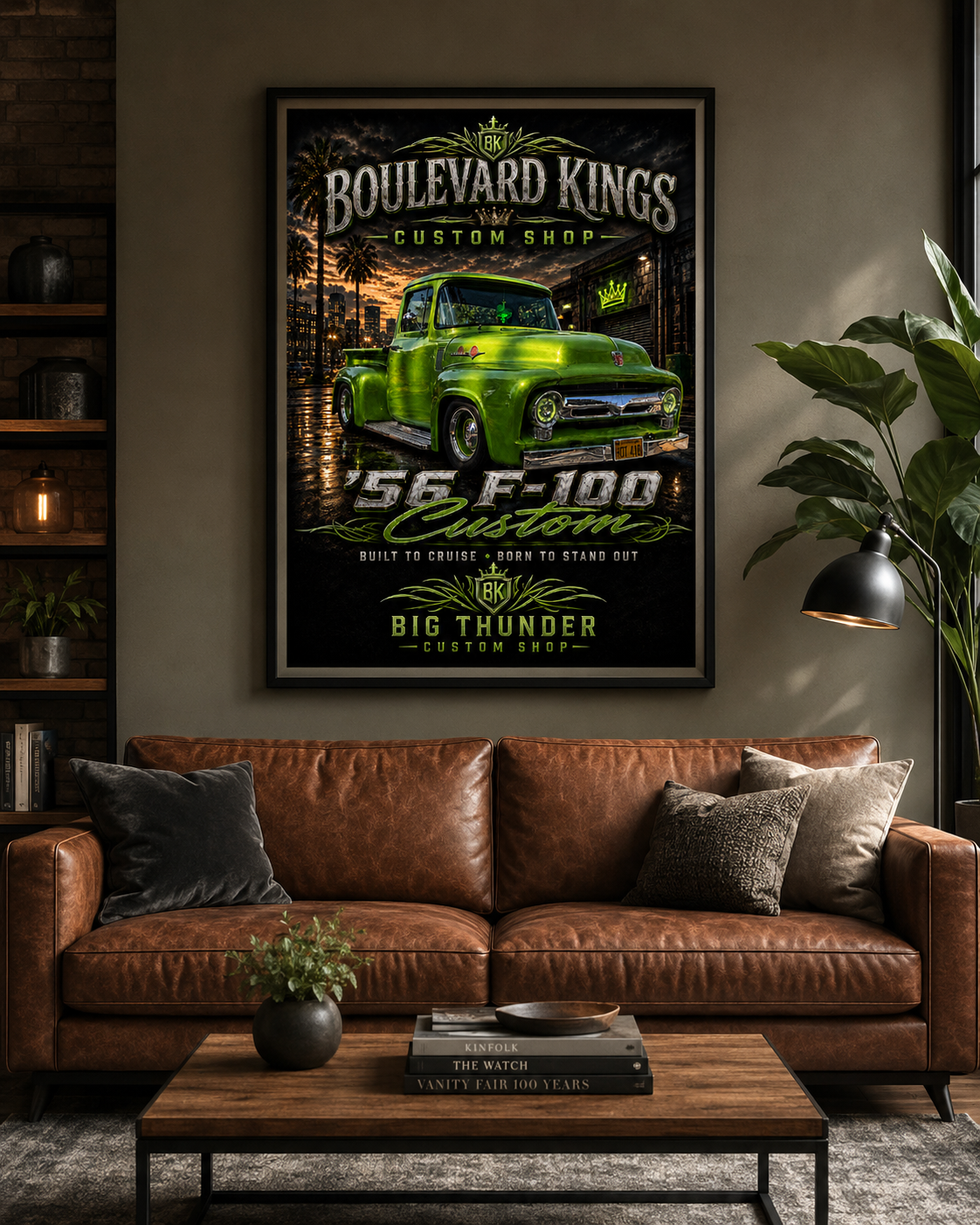 Gloss Poster — Green 1956 Ford F-100 Custom Truck Wall Art