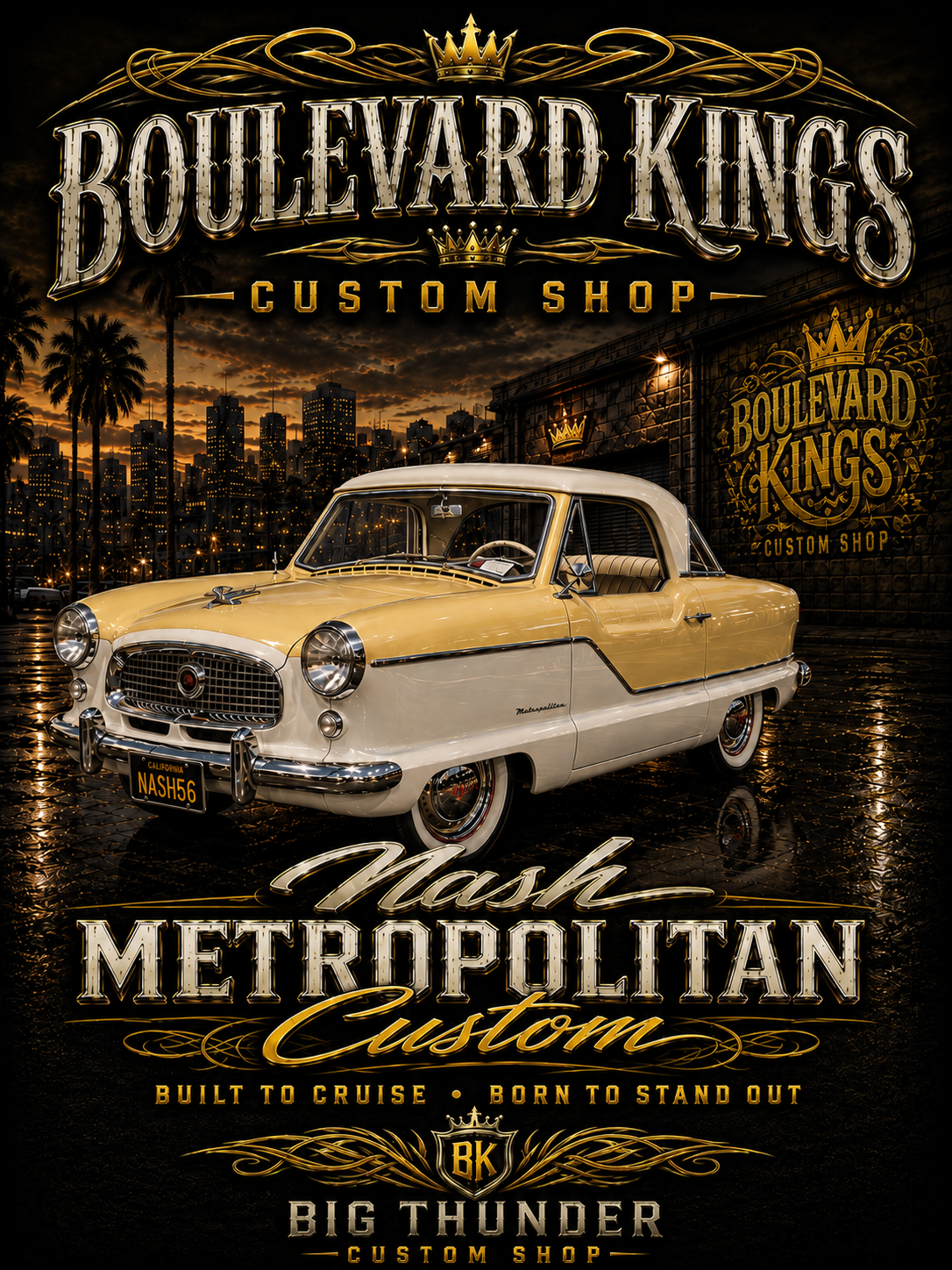 Vintage Car T-Shirt — Boulevard Kings 'Metropolitan' Classic Auto Graphic