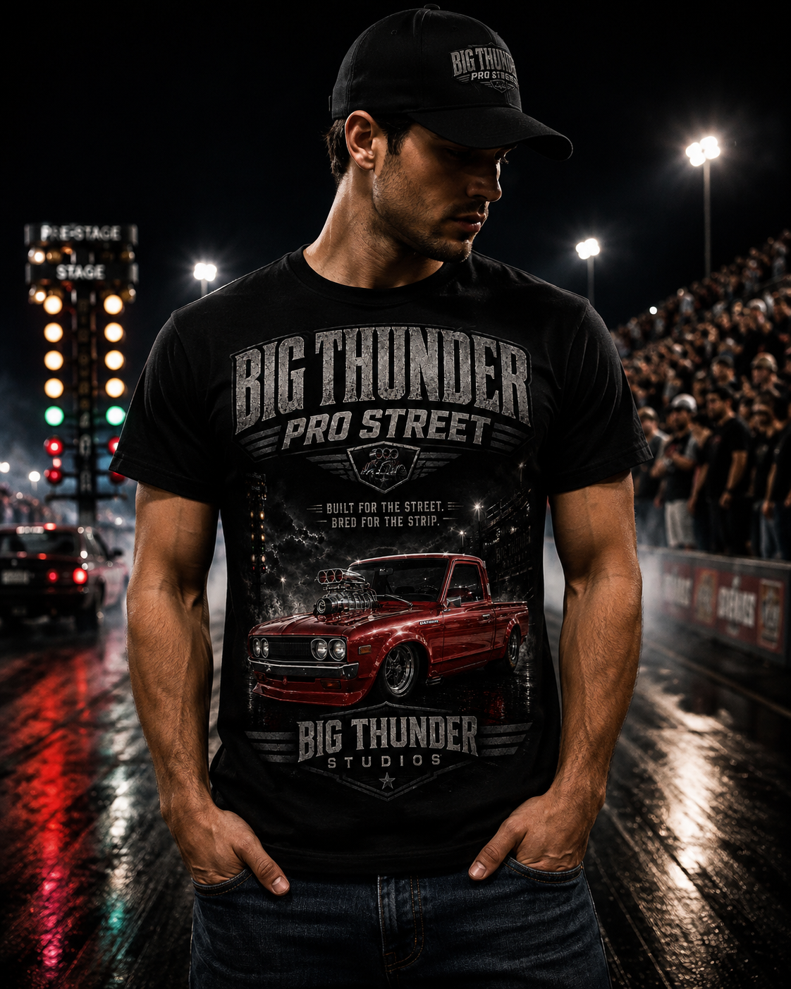 Vintage Red Pro Street Muscle Car T-Shirt | Big Thunder Studios