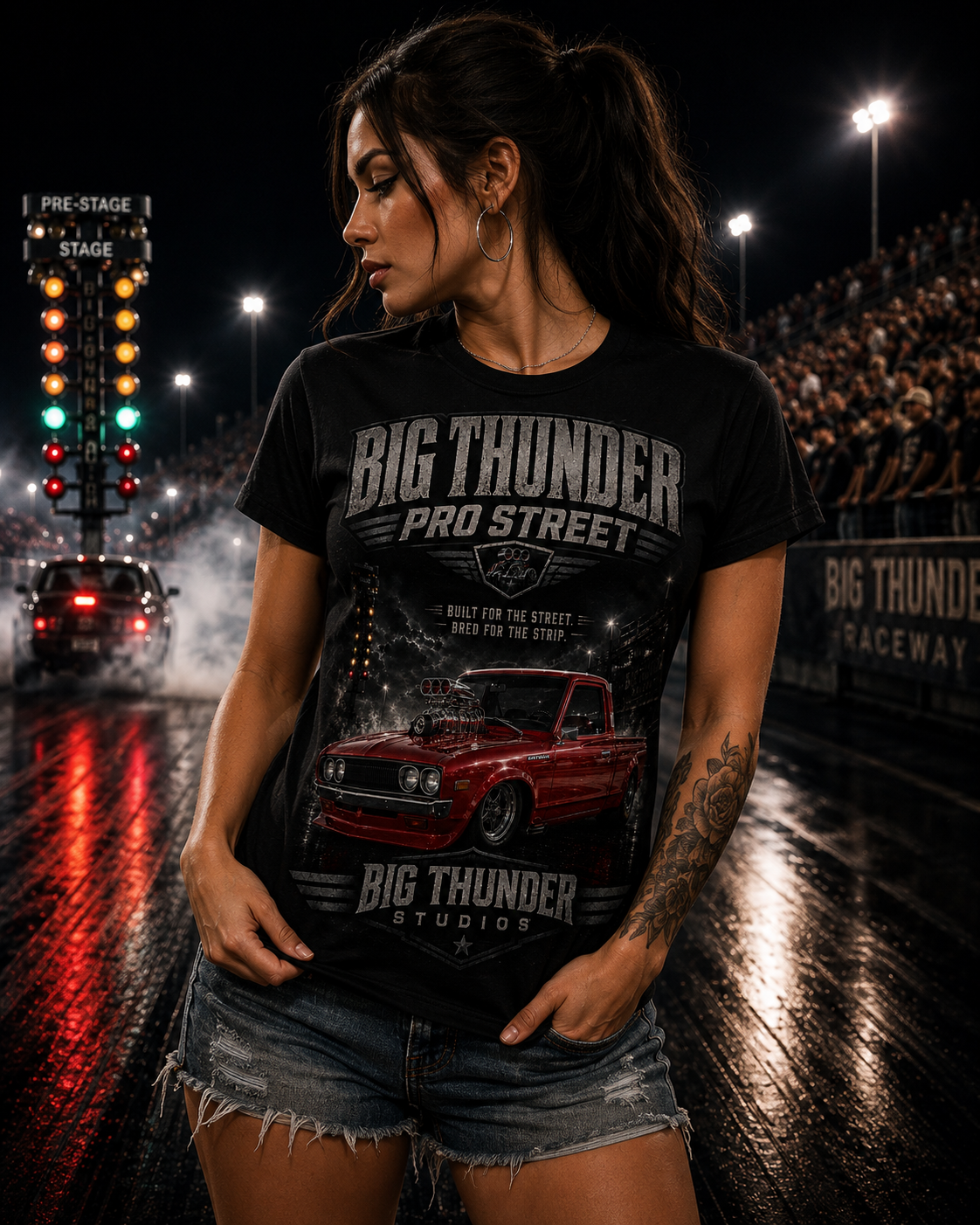 Vintage Red Pro Street Muscle Car T-Shirt | Big Thunder Studios