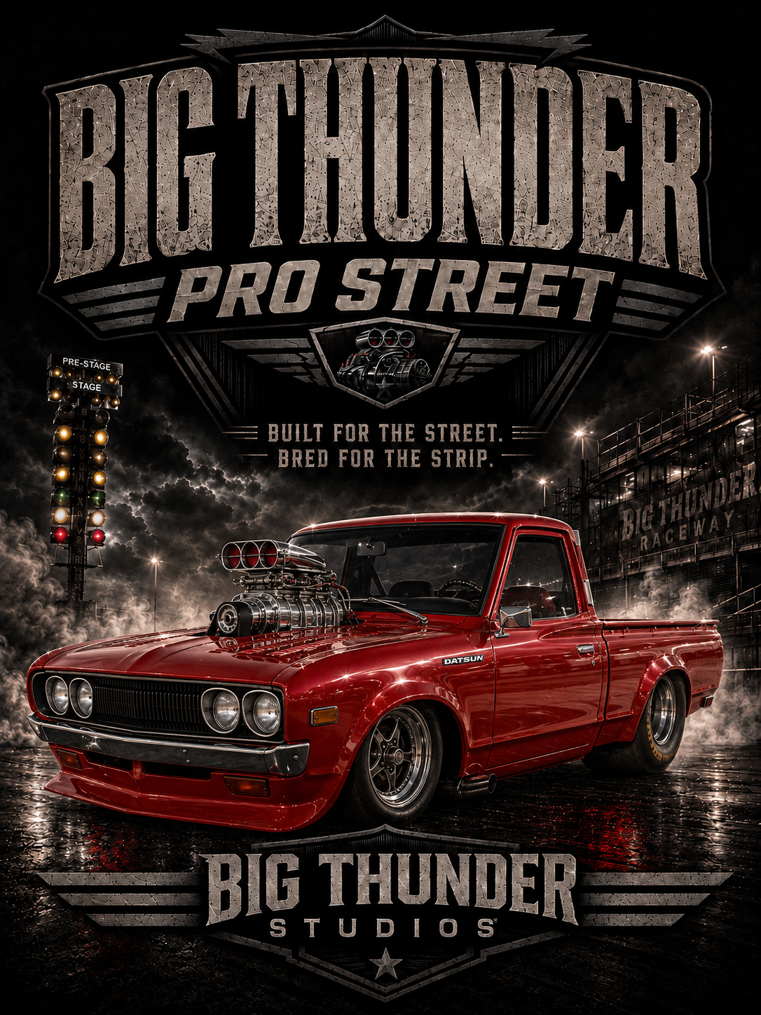 Vintage Red Pro Street Muscle Car T-Shirt | Big Thunder Studios